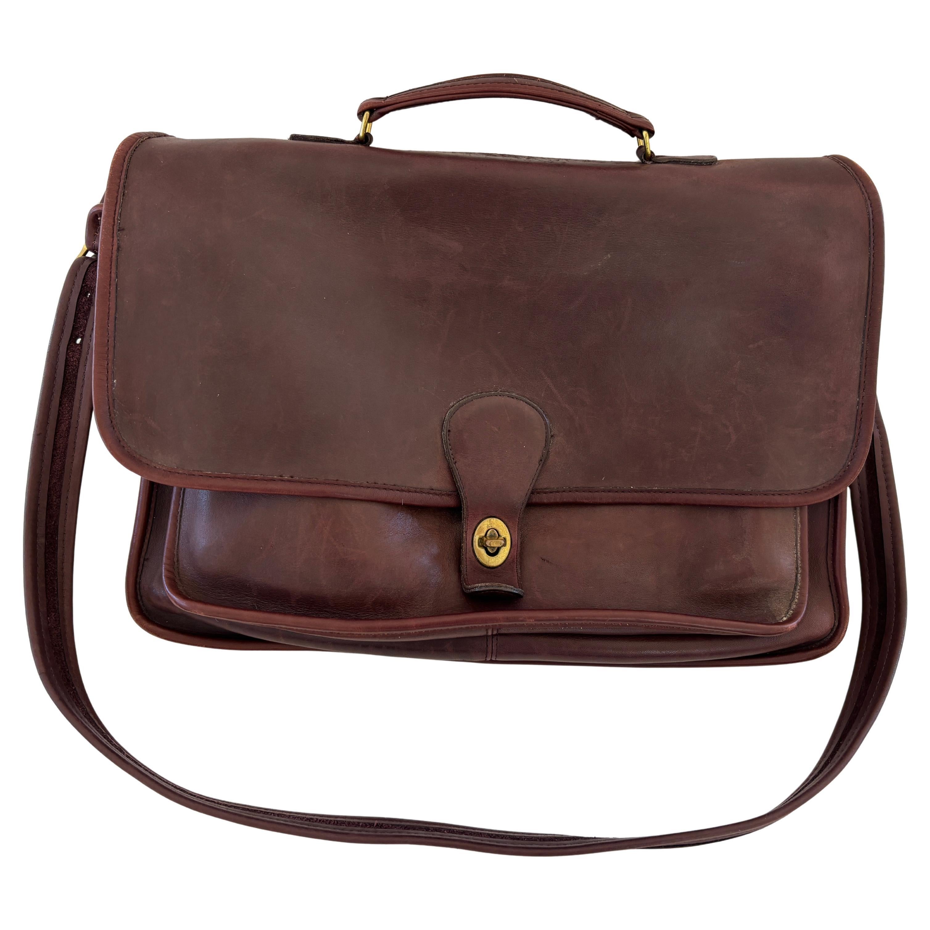 Coach Vintage Brown Leder Messenger Aktentasche Satchel Made in USA 1970er Jahre im Angebot