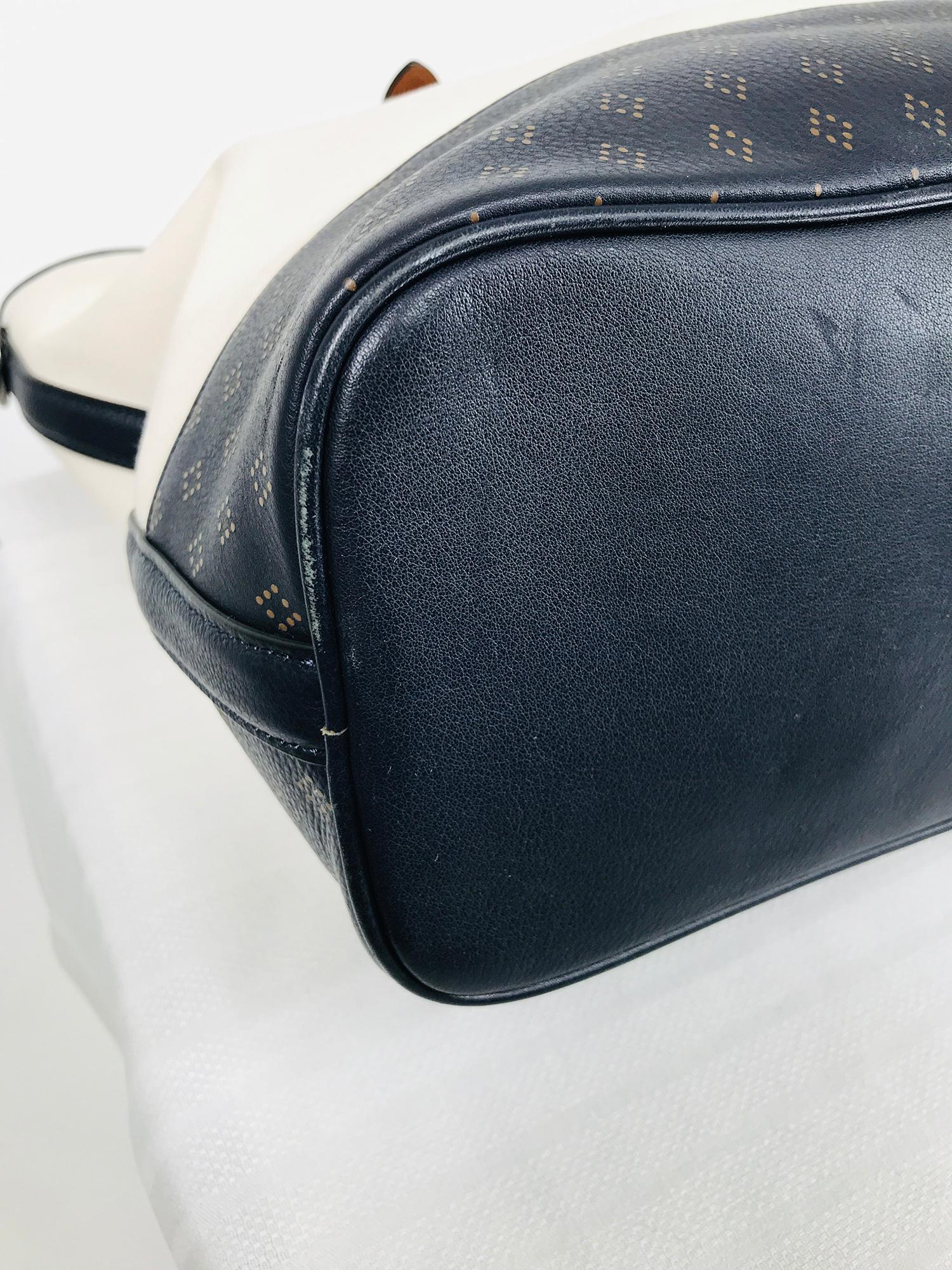 Coach Weiß Canvas Schwarz Leder Trim mit schwarz & Tan gedruckt Tote Bag 5