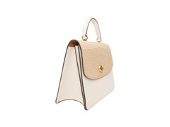 Coach White & Cream Leather & Suede Flap Bag