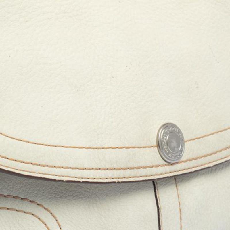 Women's Coach White Leather Flap Shoulder Bag