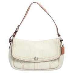 Coach White Leather Flap Shoulder Bag