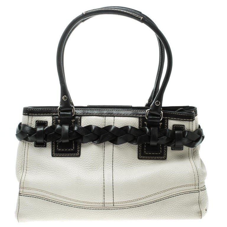 Coach White Leather Hamptons Braided Satchel For Sale at 1stDibs coach purse with braided