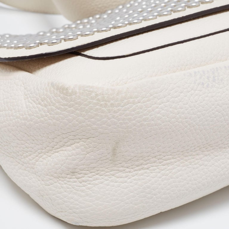 Coach White Leather Rivets Dakotah Crossbody Bag For Sale at 1stDibs