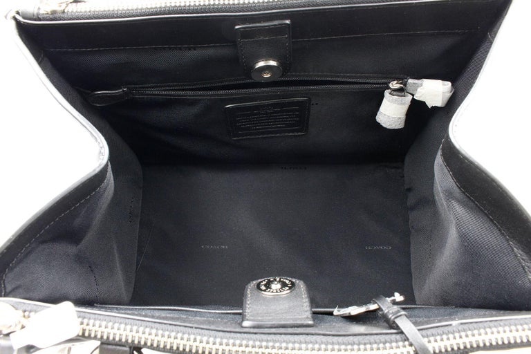 Coach Womens Crossbody Carryall Signature Tote Black Silver 33524 