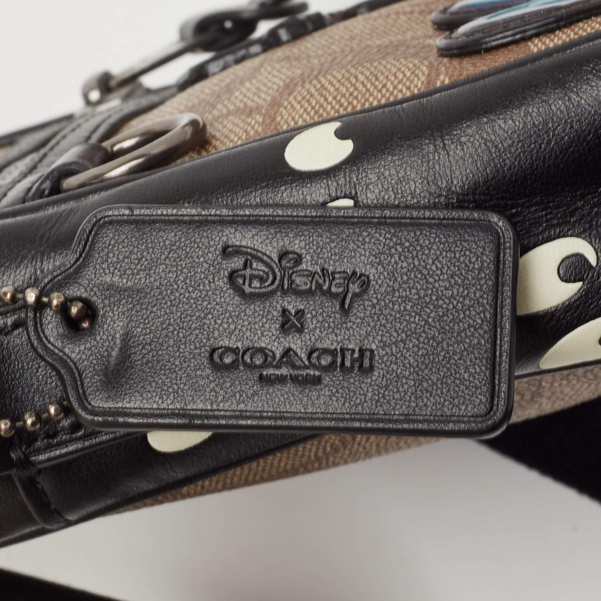 Coach X Disney Black/Beige Signature Coated Canvas and Leather Crossbody Bag 4