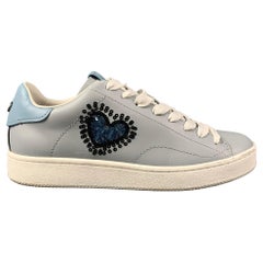 COACH x Keith Haring Size 10 Grey Light Blue Hearts Low Top Sneakers