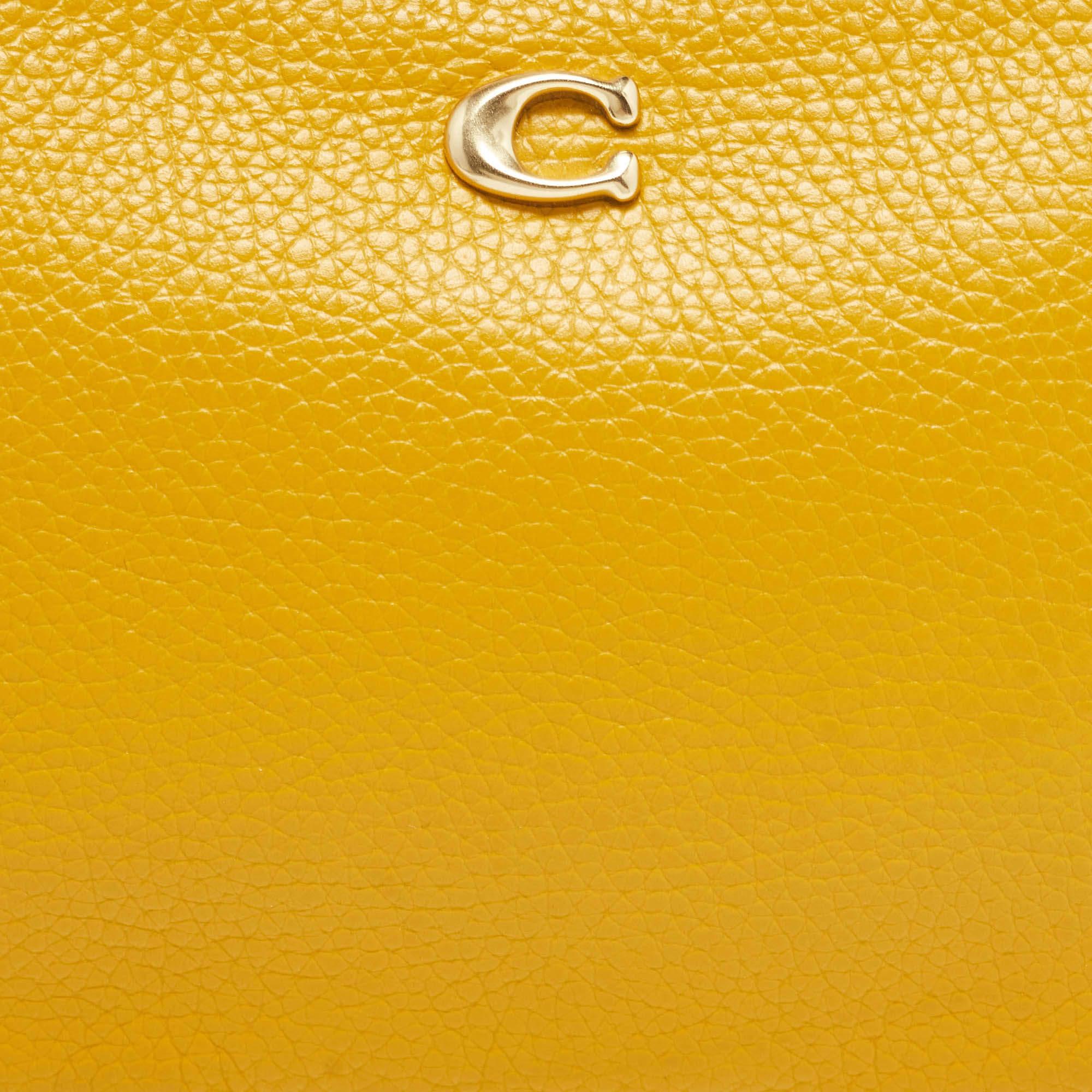 Coach Yellow Leather Wristlet Zip Pouch 1