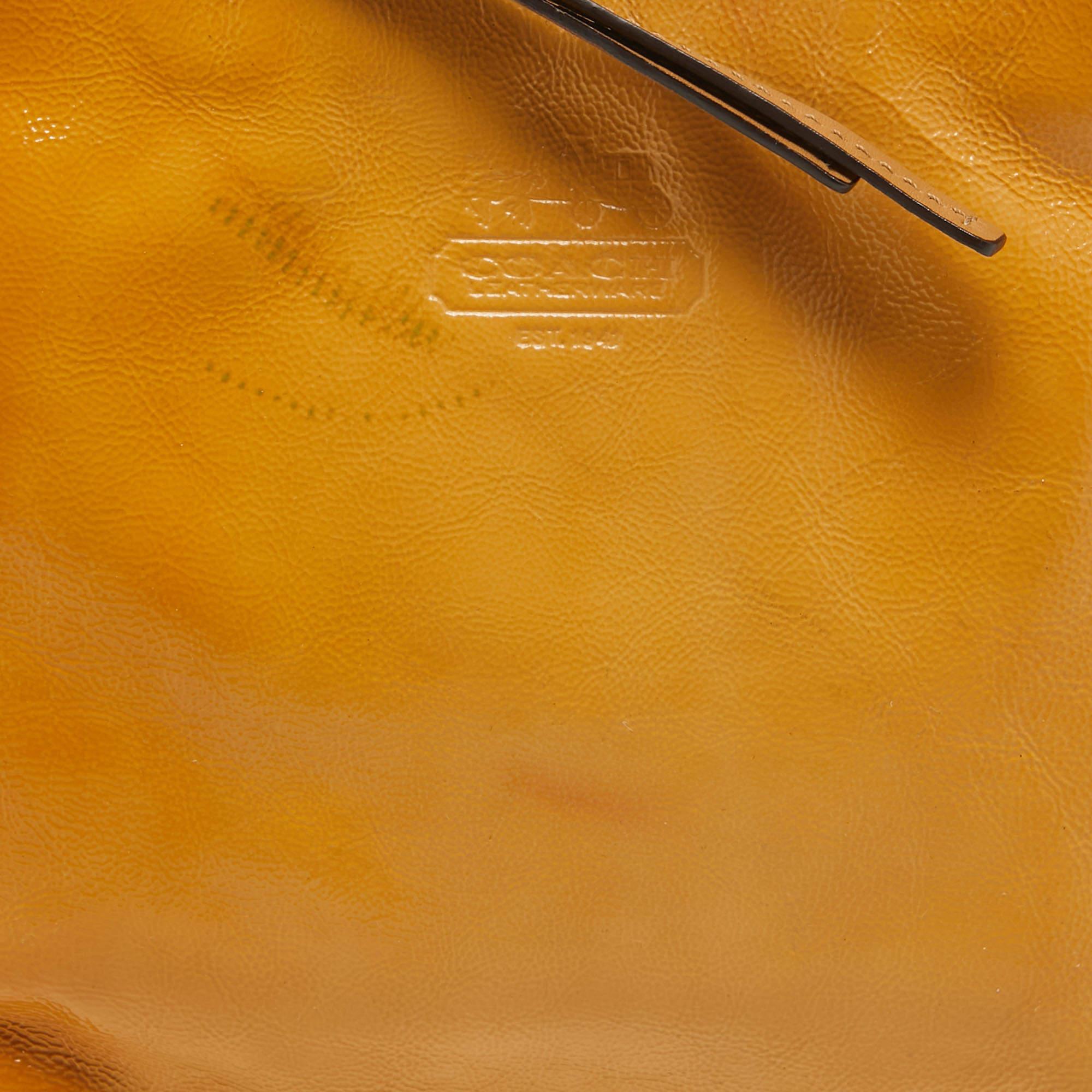 Coach Yellow Patent Leather Mini Logo Hobo For Sale 1