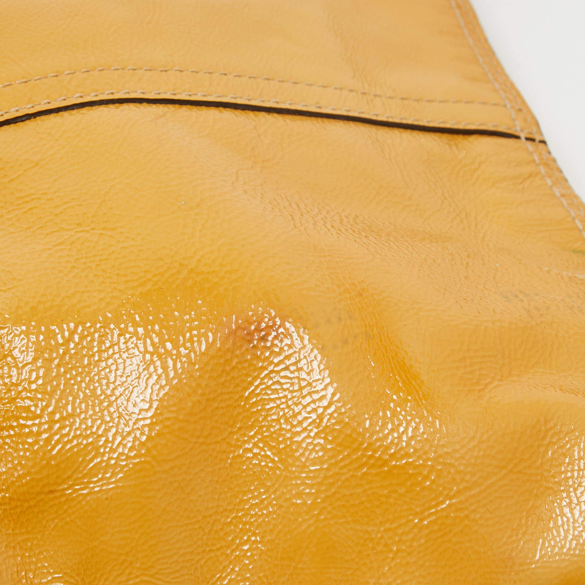 Coach Yellow Patent Leather Mini Logo Hobo For Sale 2