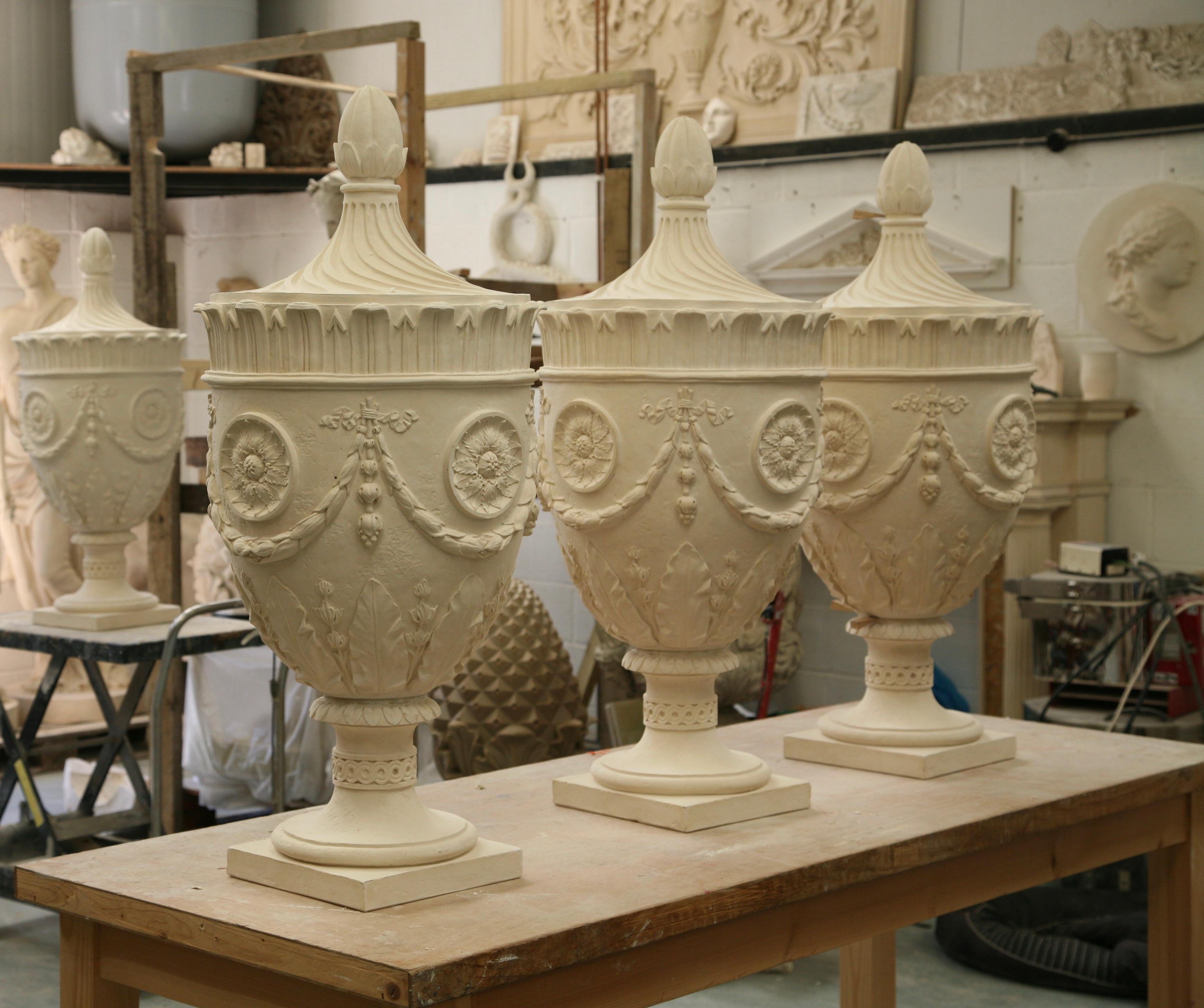 The Belmont urn is a reproduction of an 18th-century Coade urn, reportedly originating from 