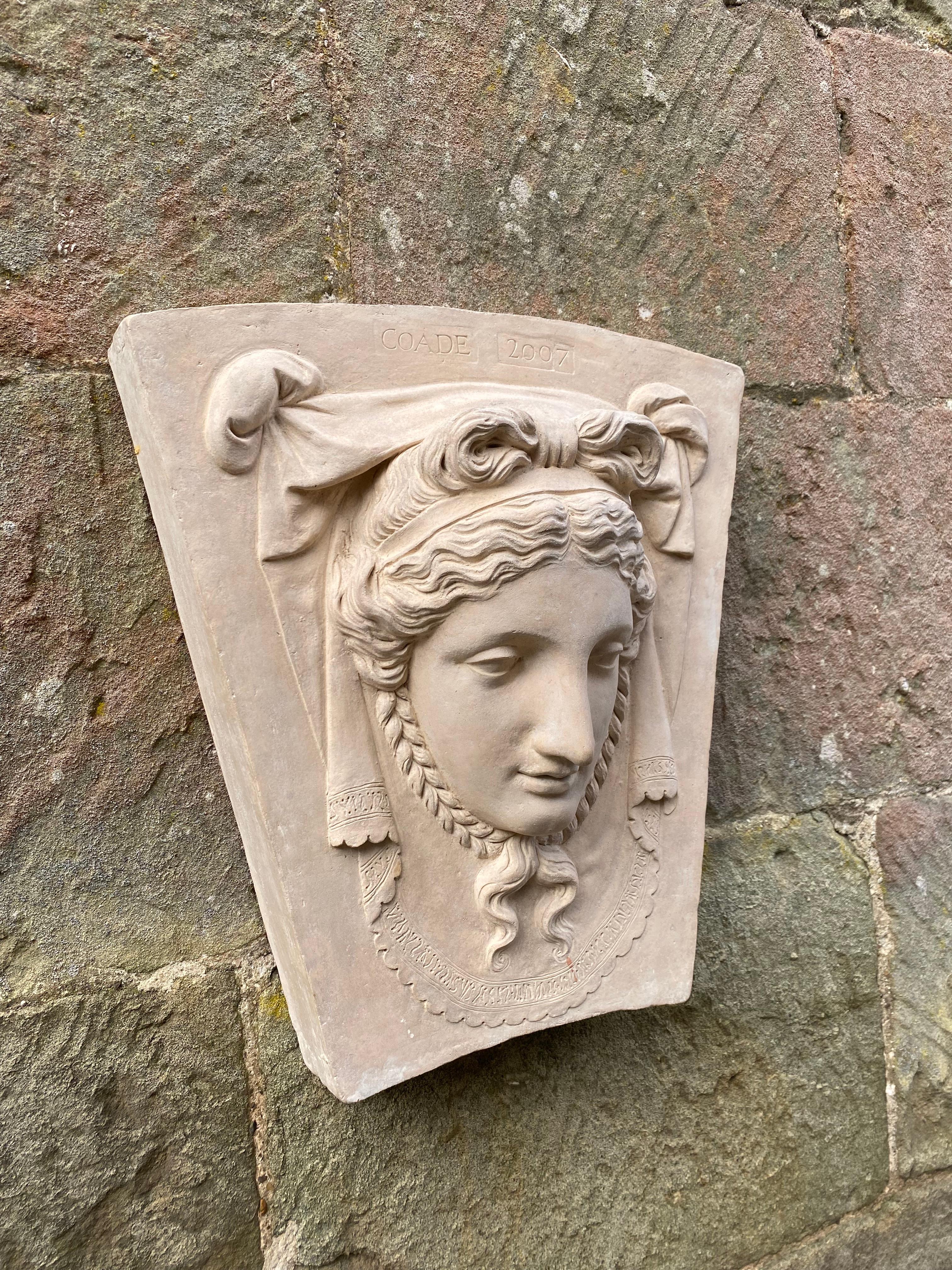 Coade Stone Decorative Keystone Female Head, in Classical Style (18th century) For Sale 3