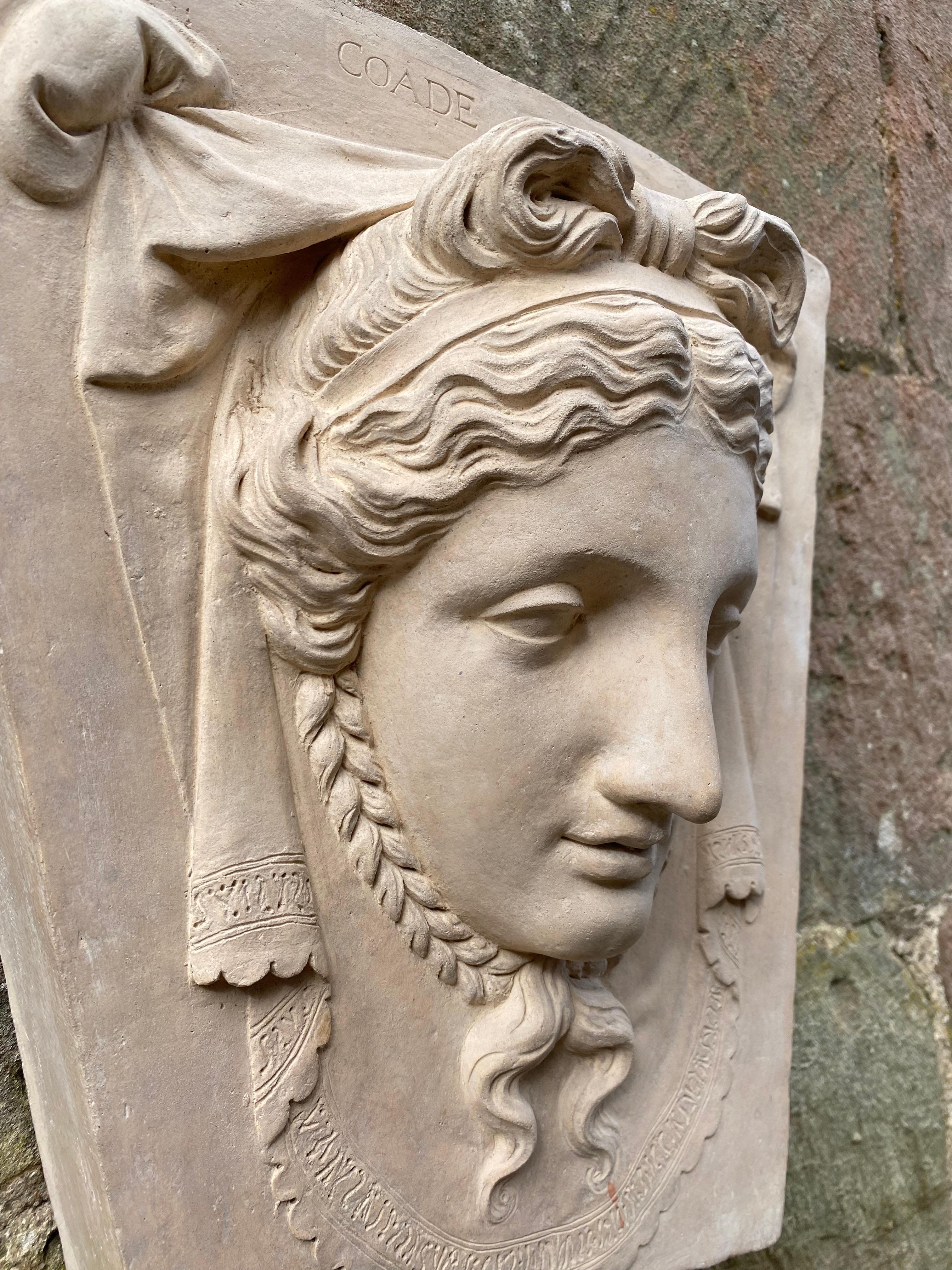 Coade Stone Decorative Keystone Female Head, in Classical Style (18th century) For Sale 5