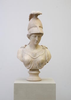 Tête de déesse grecque classique de Minerva en pierre de Coade