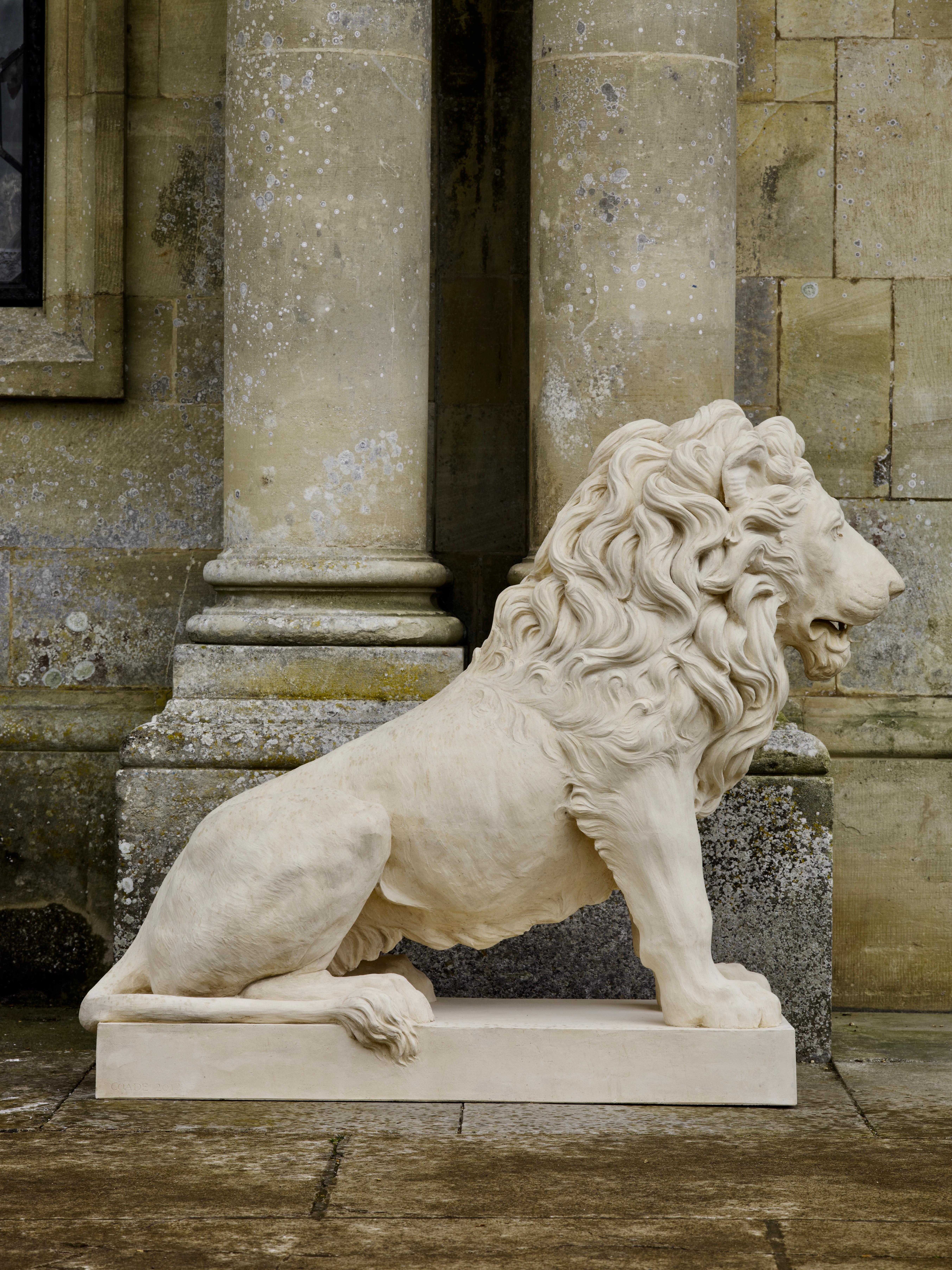 Pair of Seated Frankfurt Lion in 18th century Classical Style - Sculpture by Coade