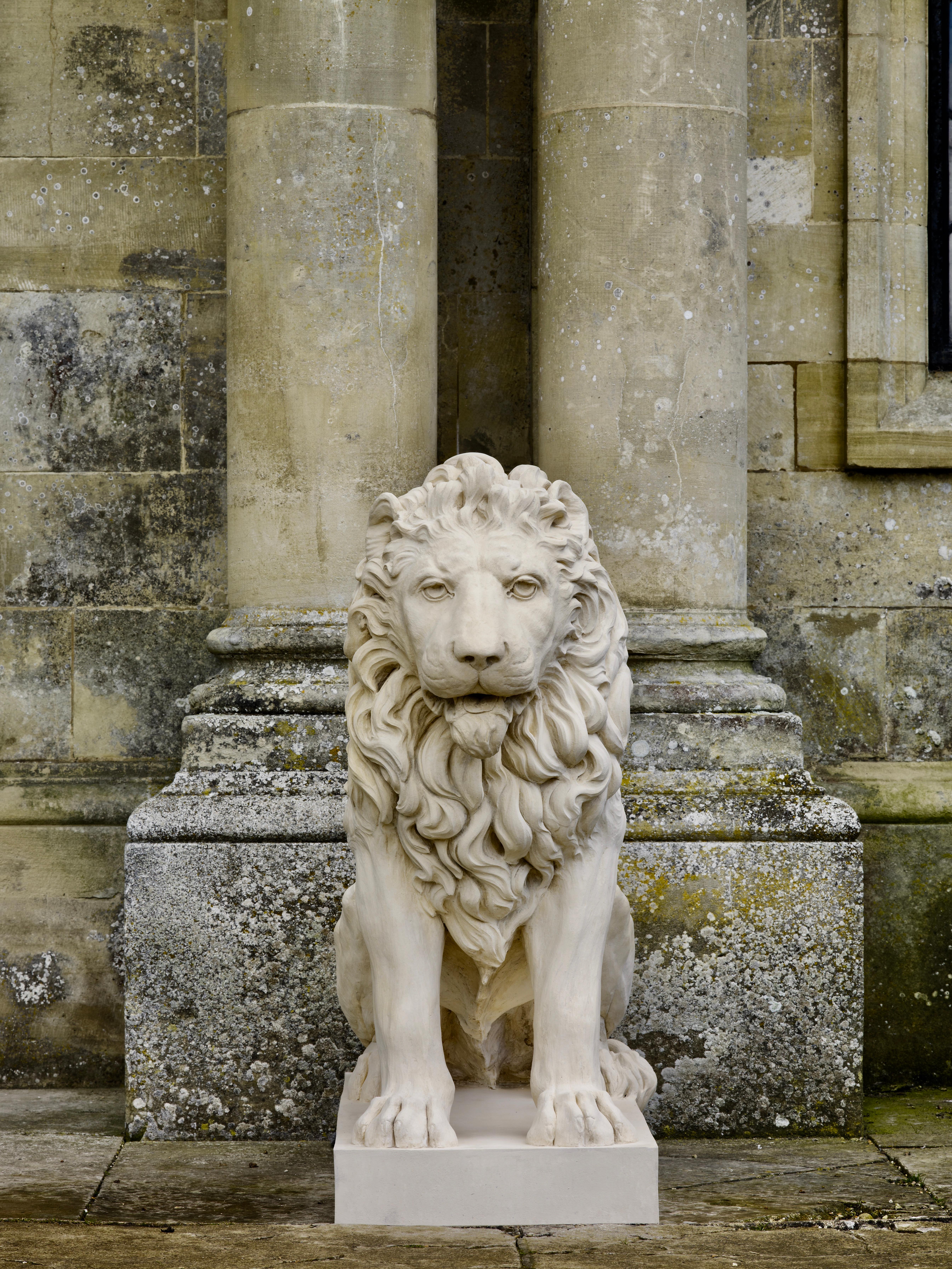Coade Figurative Sculpture - Pair of Seated Frankfurt Lion in 18th century Classical Style