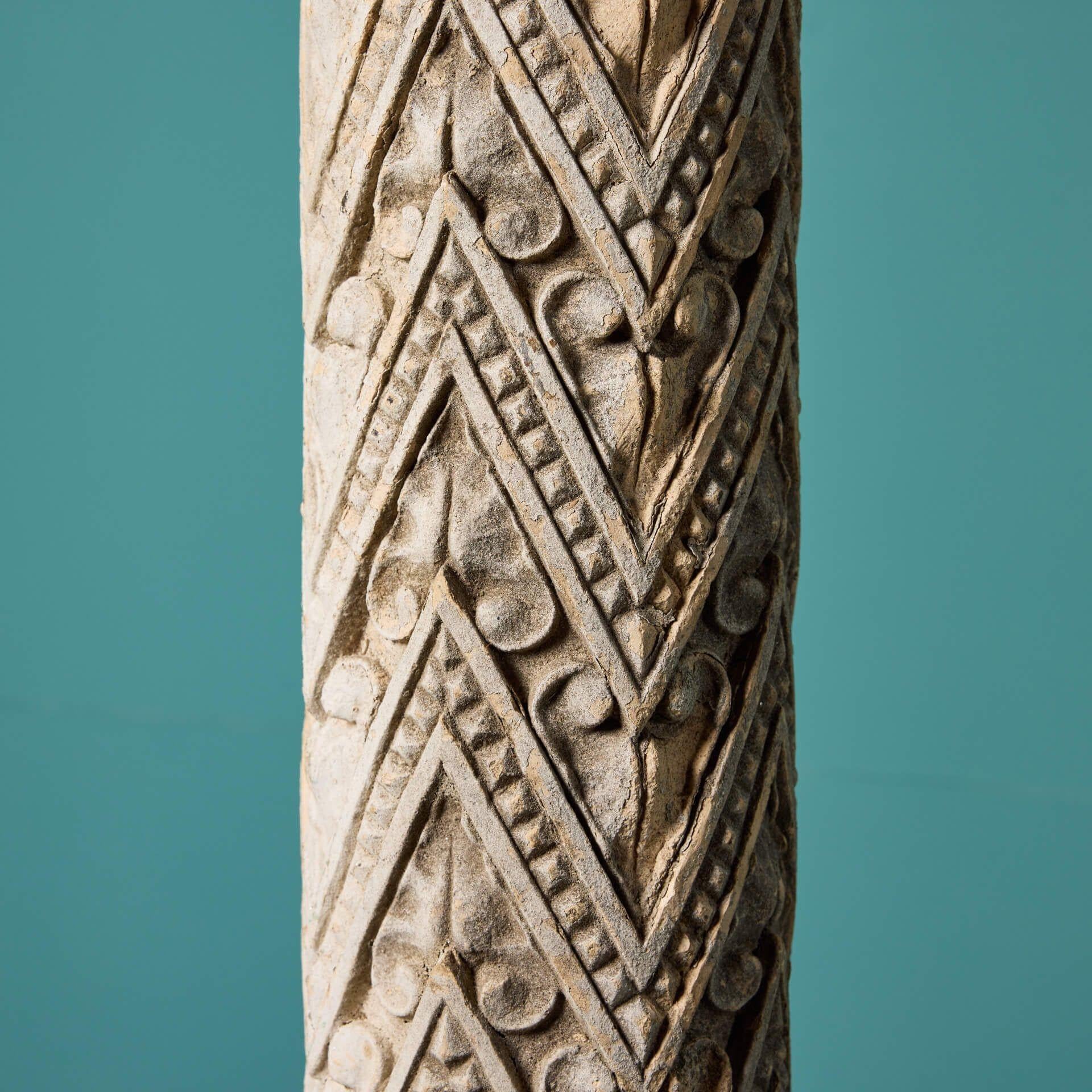 English Coade Stone Style Column Fragment For Sale