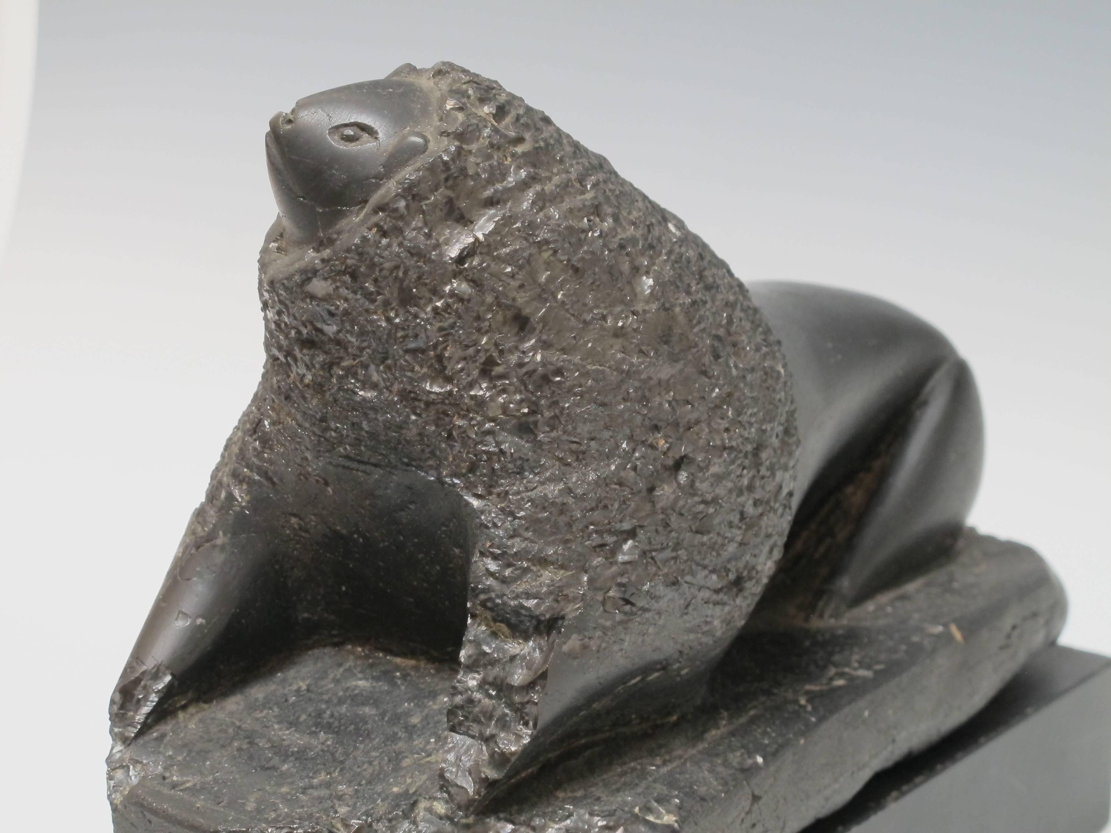 Folk Art Coal Lion Carved Anthracite For Sale