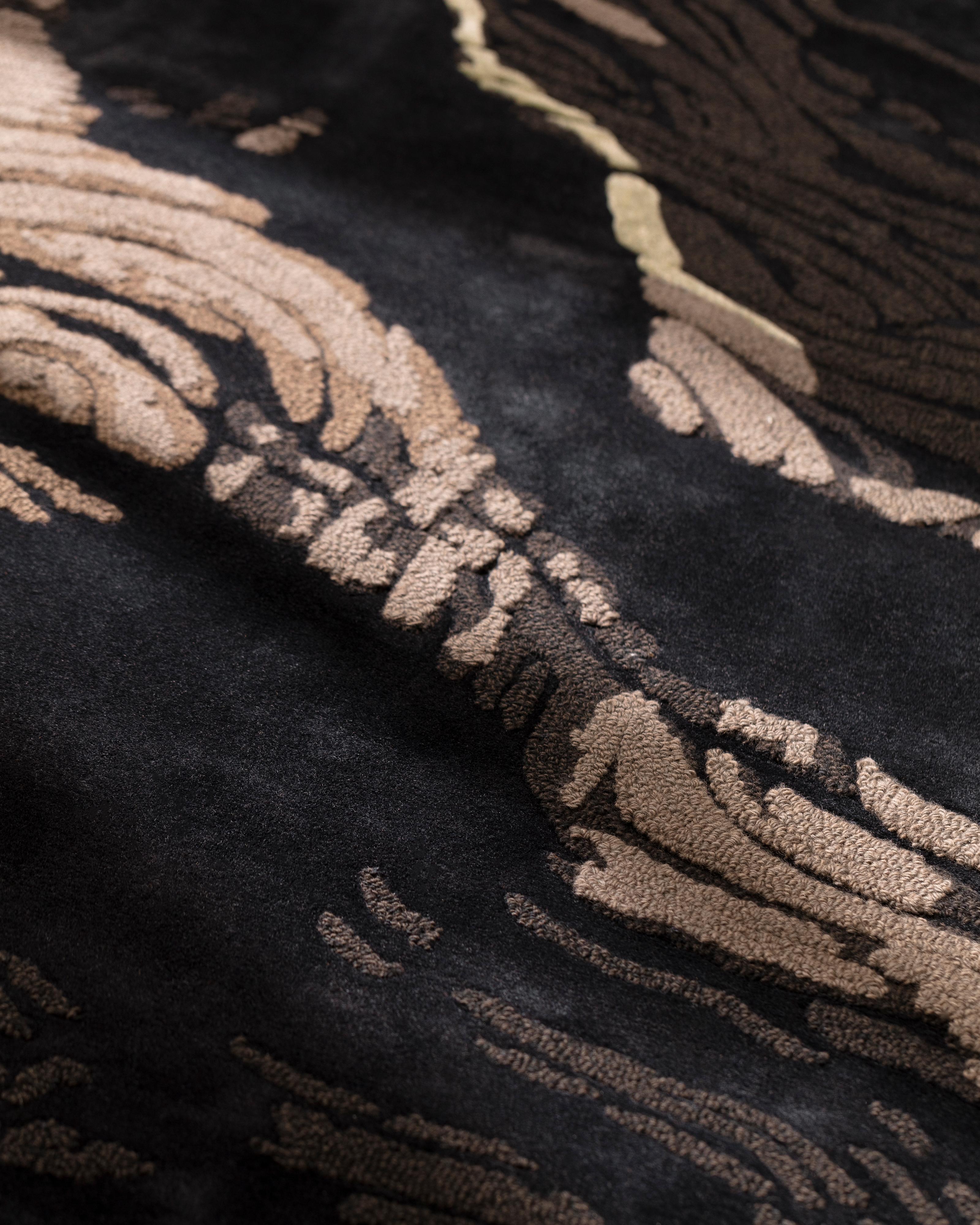 Tappeto Coal di Studio A
Dimensioni: L 250 x L 350 cm.
Materiali: Lana e bambù.

Disponibile in sette dimensioni: 90 x 240 cm, 140 x 200 cm, 170 x 240 cm, 200 x 300 cm, 250 x 350 cm, 300 x 400 cm e 350 x 450 cm. Disponibile anche in misure