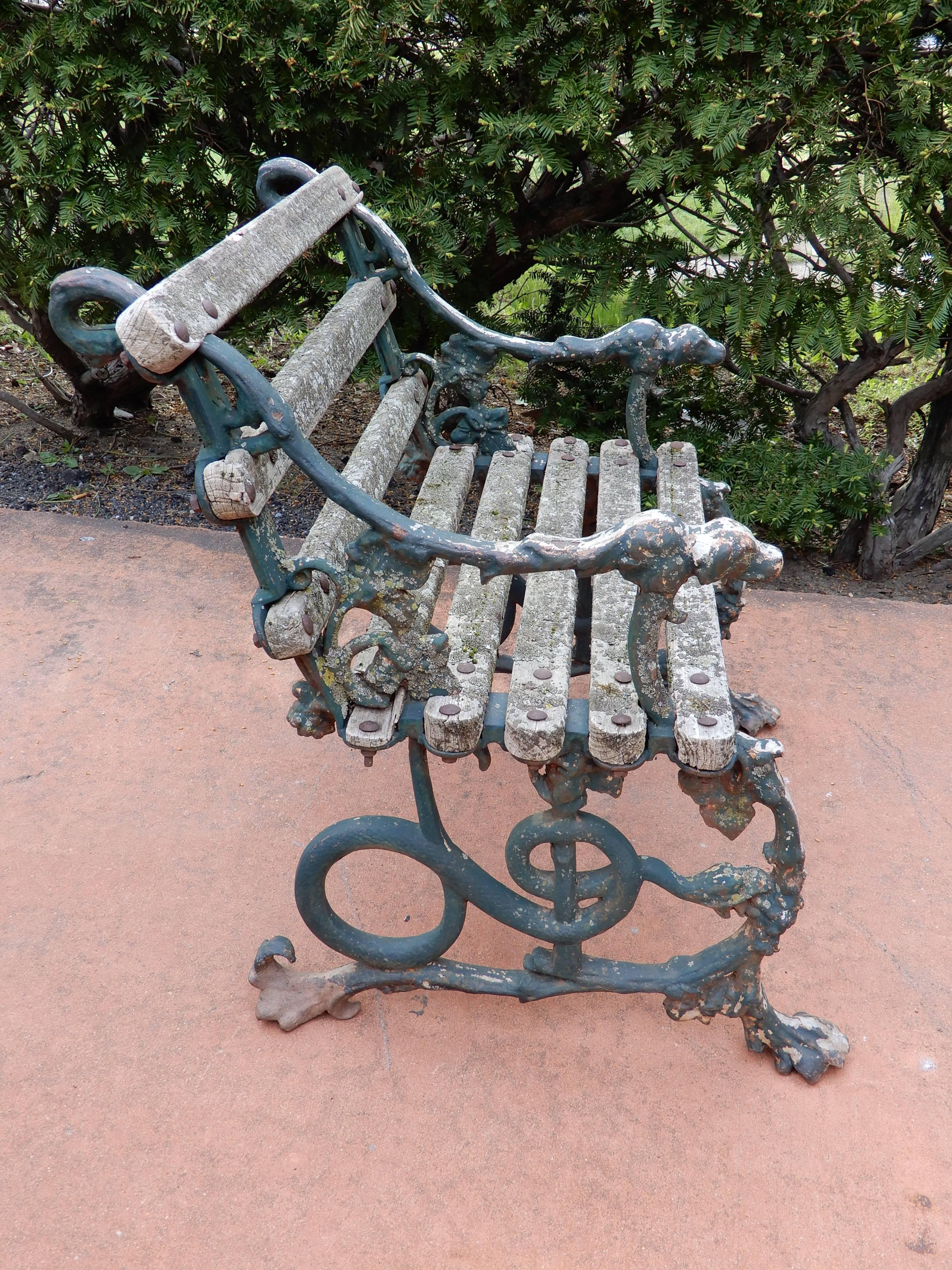 Coalbrookdale Antique Cast Iron Garden Chair In Good Condition For Sale In Long Island, NY