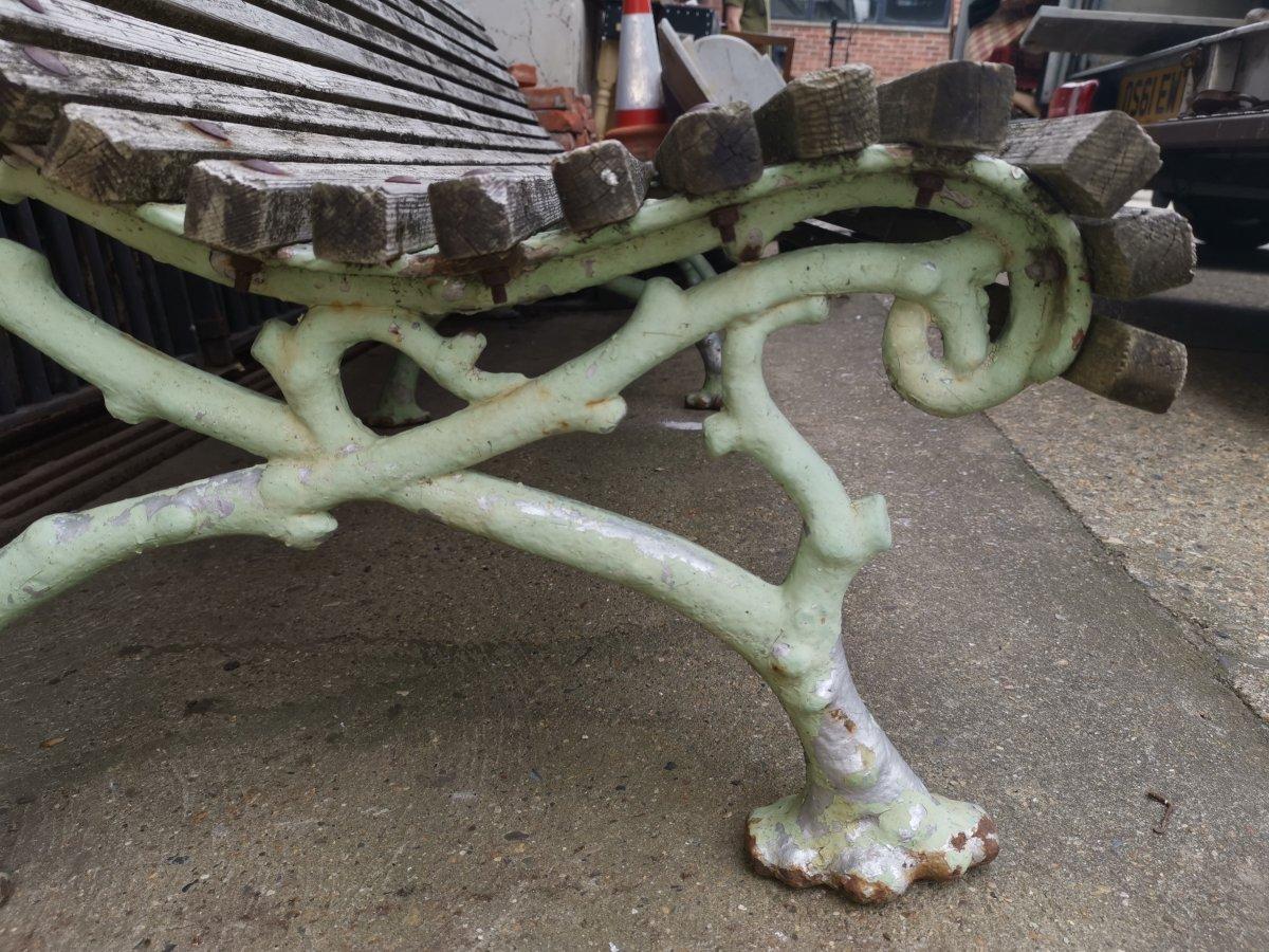 English Coalbrookdale Cast Iron Garden Bench in the Style of Organic Naturistic Branches
