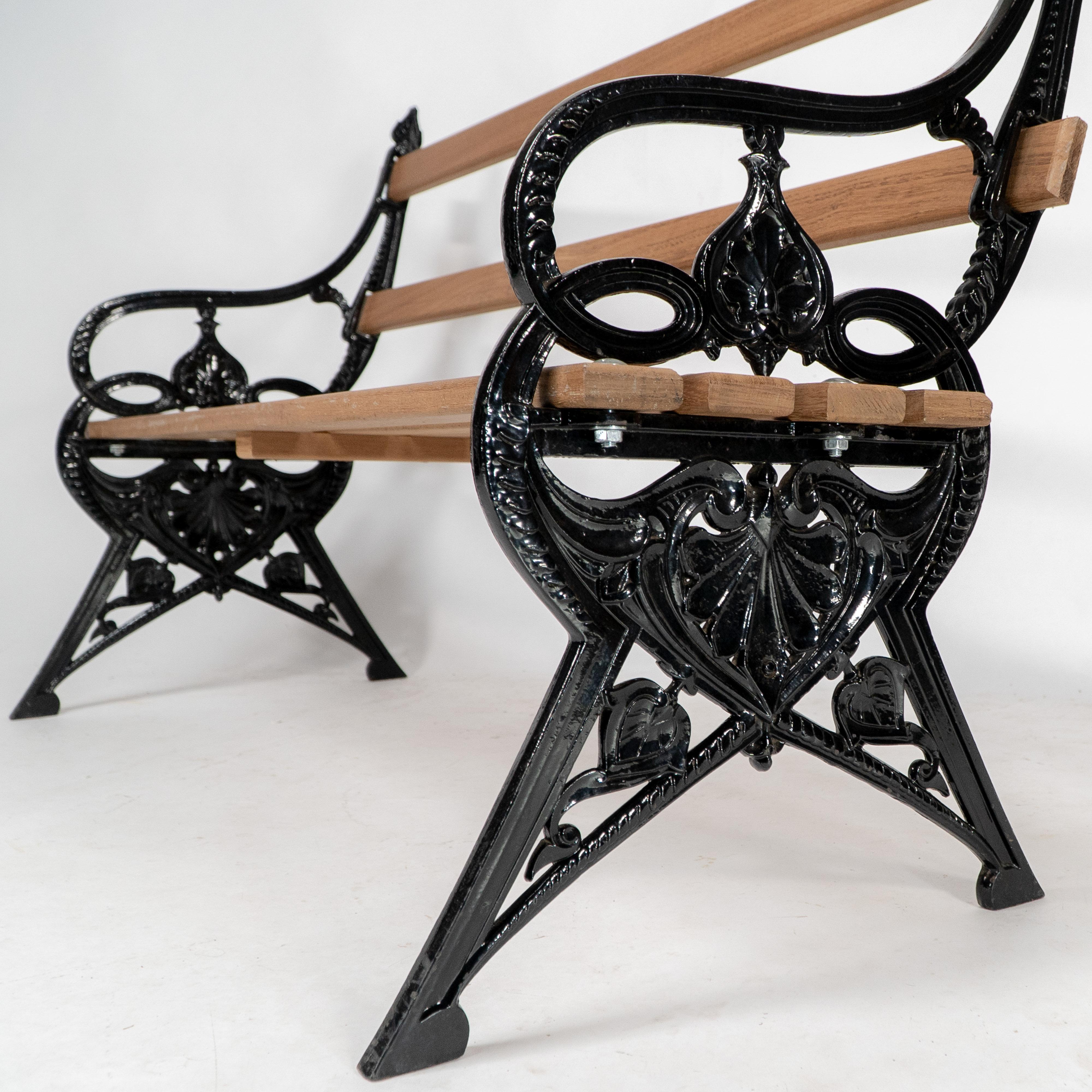 Coalbrookdale. Lily Pad pair of Aesthetic Movement cast iron garden benches For Sale 1