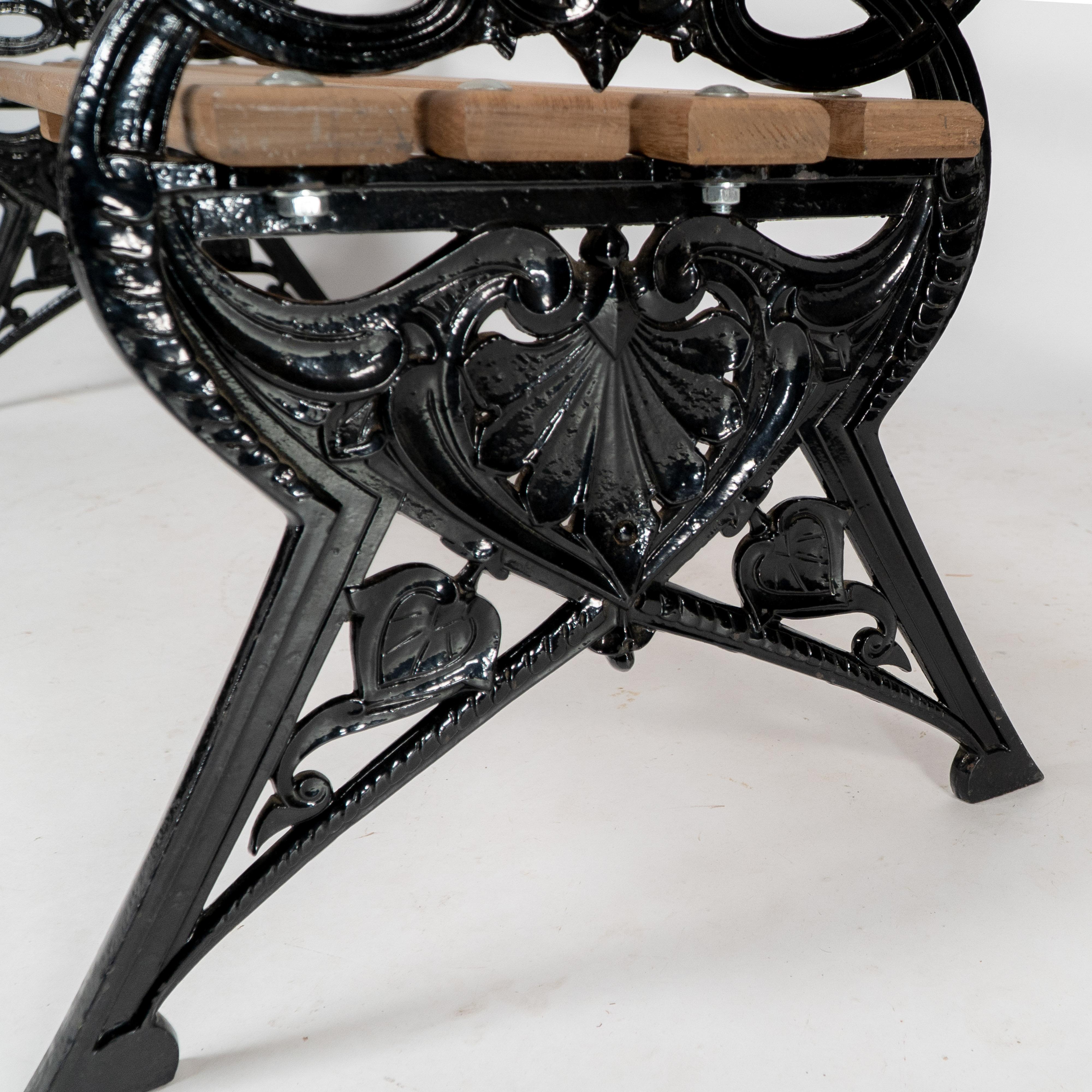 Coalbrookdale. Lily Pad pair of Aesthetic Movement cast iron garden benches For Sale 2