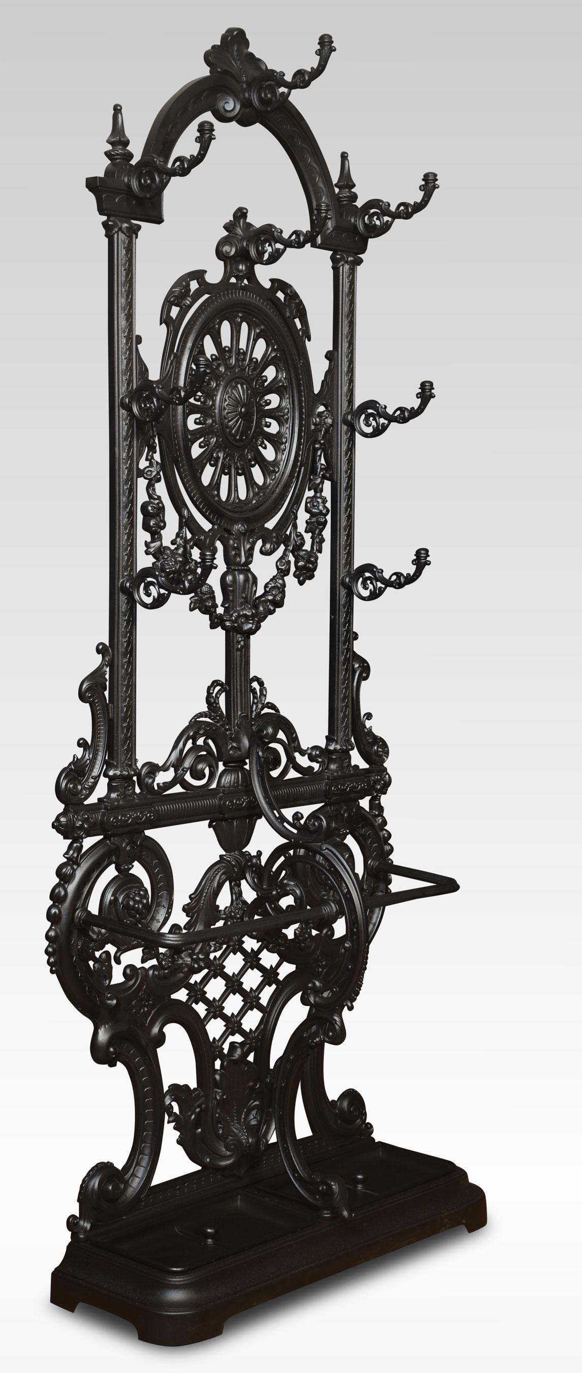 British Coalbrookdale style cast iron hall stand For Sale
