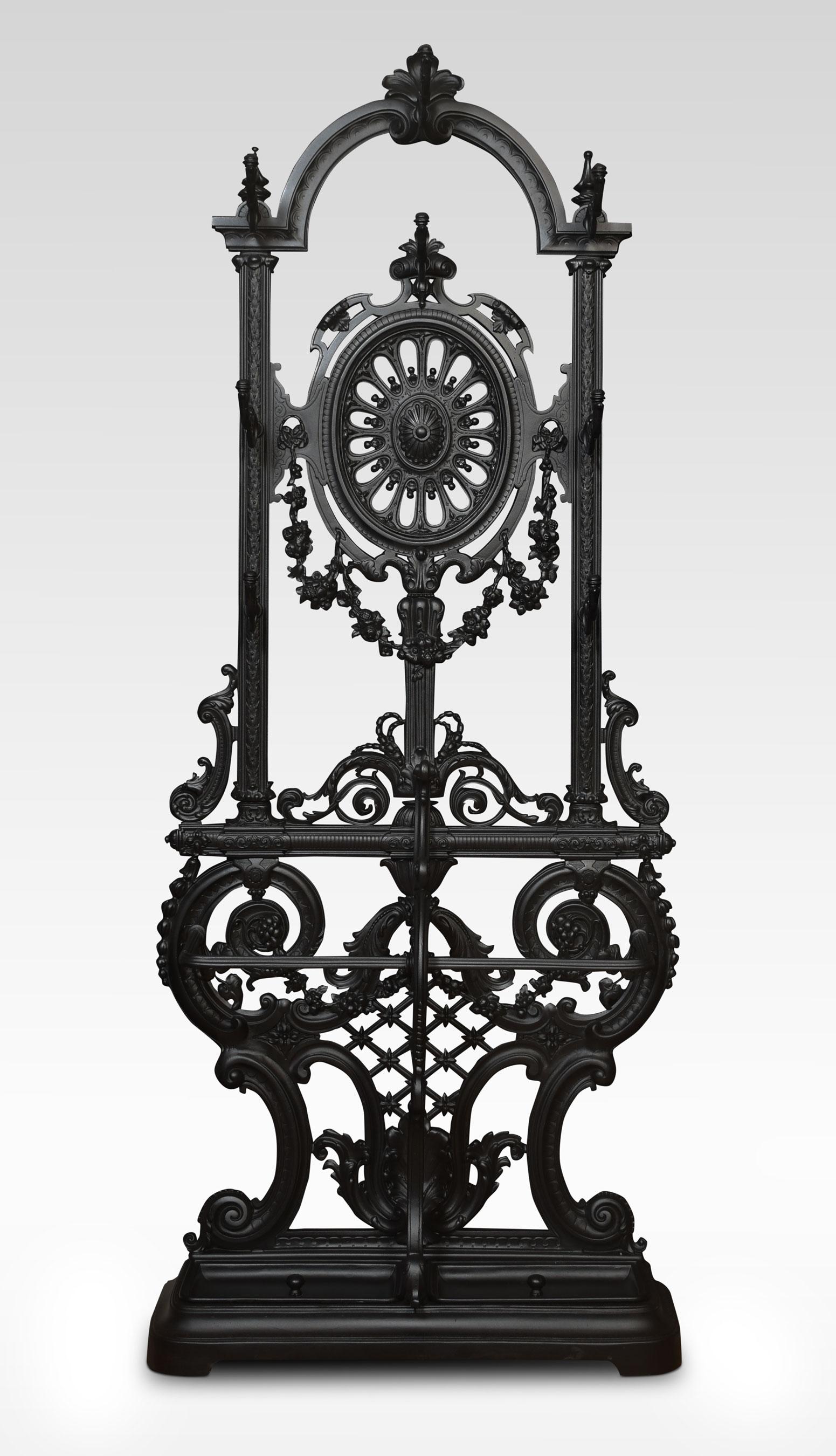 Coalbrookdale style cast iron hall stand For Sale