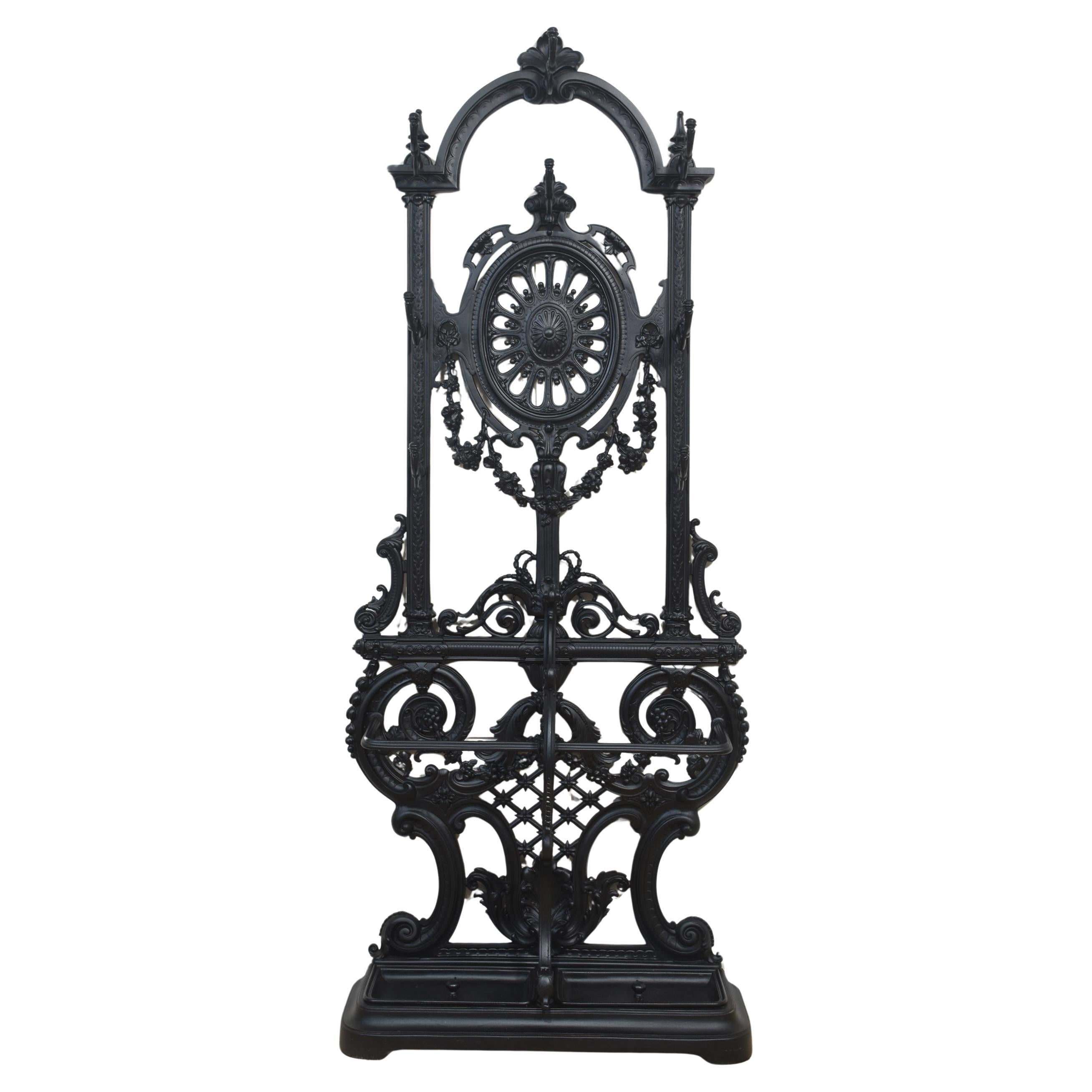 Coalbrookdale style cast iron hall stand
