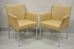 Coalesce Steelcase Beige Leather Model 1510 Switch Guest Arm Chair (A) - a Pair