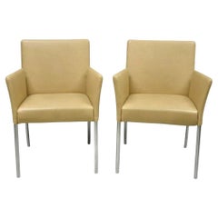 Coalesce Steelcase Beige Leather Model 1510 Switch Guest Arm Chair (A) - a Pair
