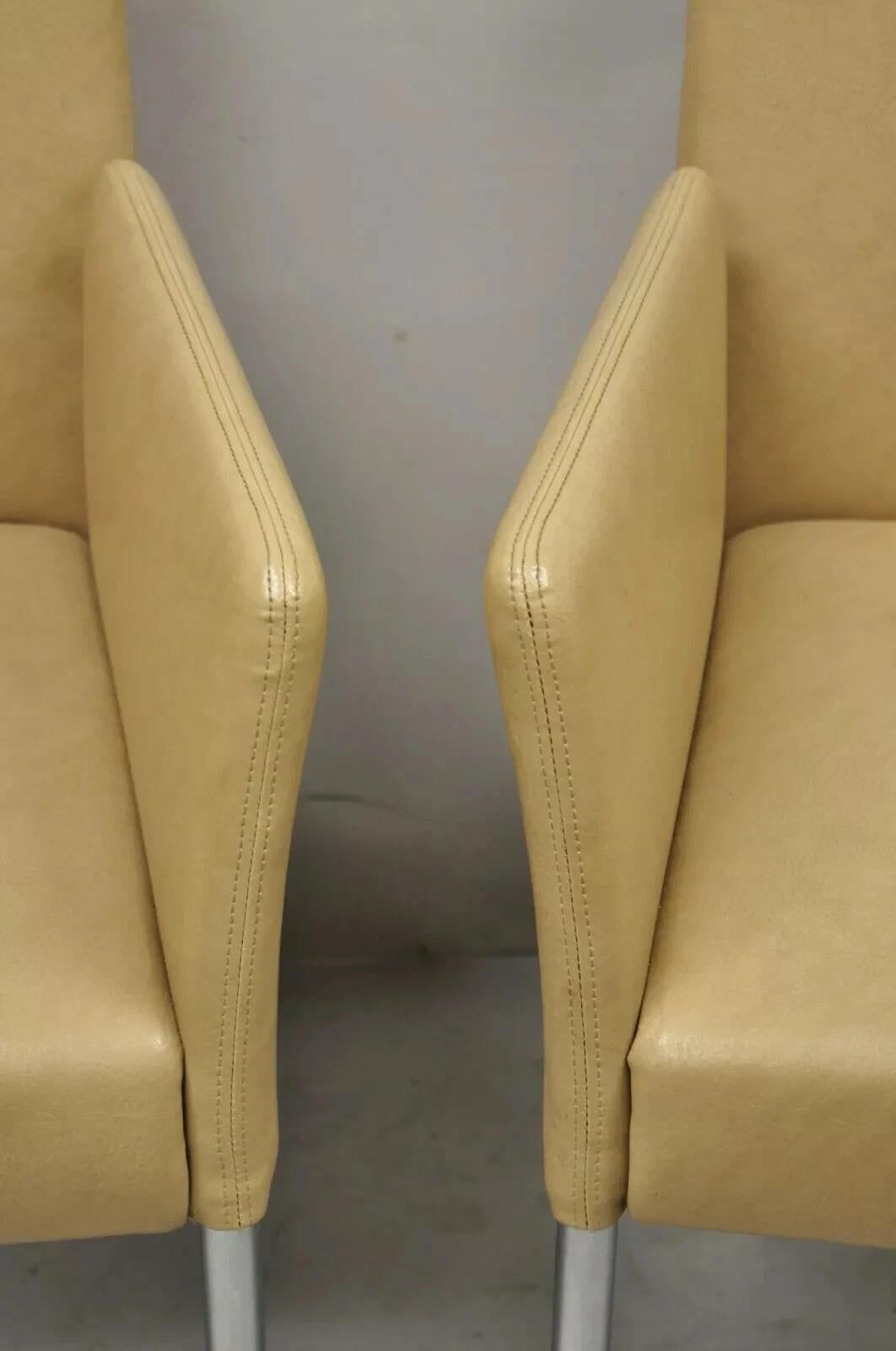Métal Paire de fauteuils d'invité Coalesce Steelcase en cuir beige Modèle 1510 Switch en vente
