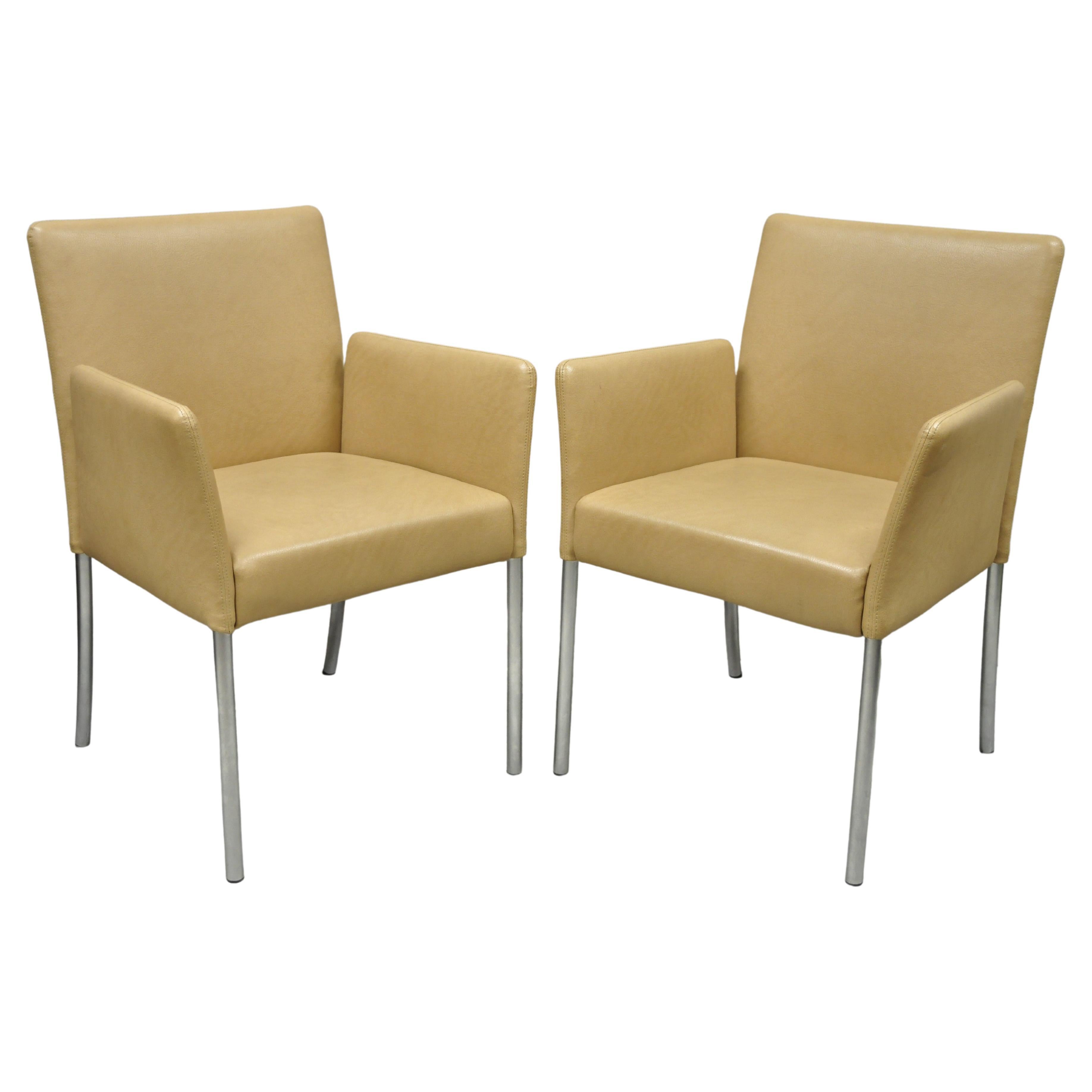 Coalesce Steelcase Beige Leather Model 1510 Switch Guest Armchair (B), a Pair