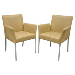 Used Coalesce Steelcase Beige Leather Model 1510 Switch Guest Armchair (B), a Pair
