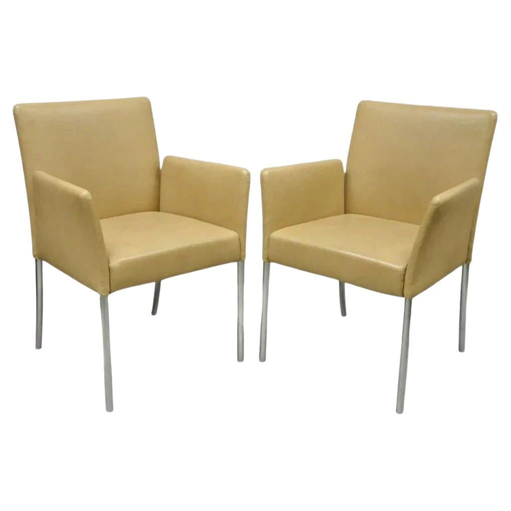 Coalesce Steelcase Beige Leather Model 1510 Switch Guest Arm Chair (B) - a Pair