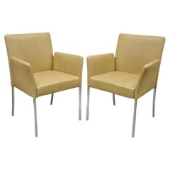 Coalesce Steelcase Beige Leather Model 1510 Switch Guest Arm Chair (B) - a Pair