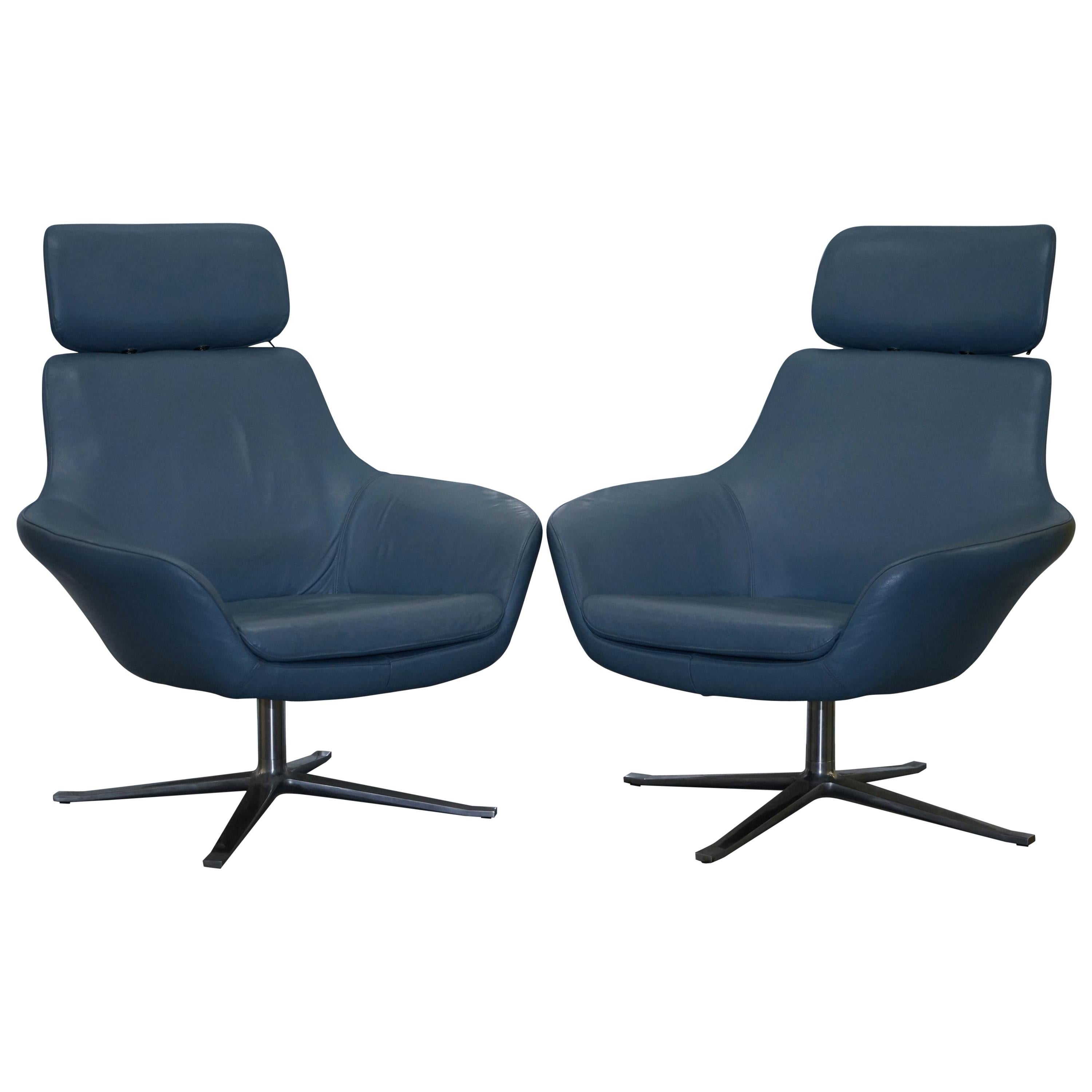 Coalesse Bob Lounge Leather Armchairs Pair, Exclusive by Pearson Lloyd