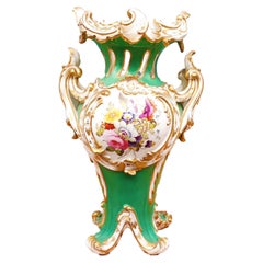 Coalport 19th Century Hand Painted Green Rococo Style Vase