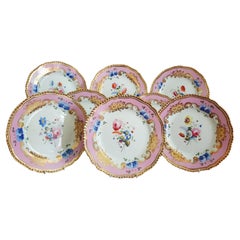 Coalport 19th Century Hand Painted Pink Dinner Plates
