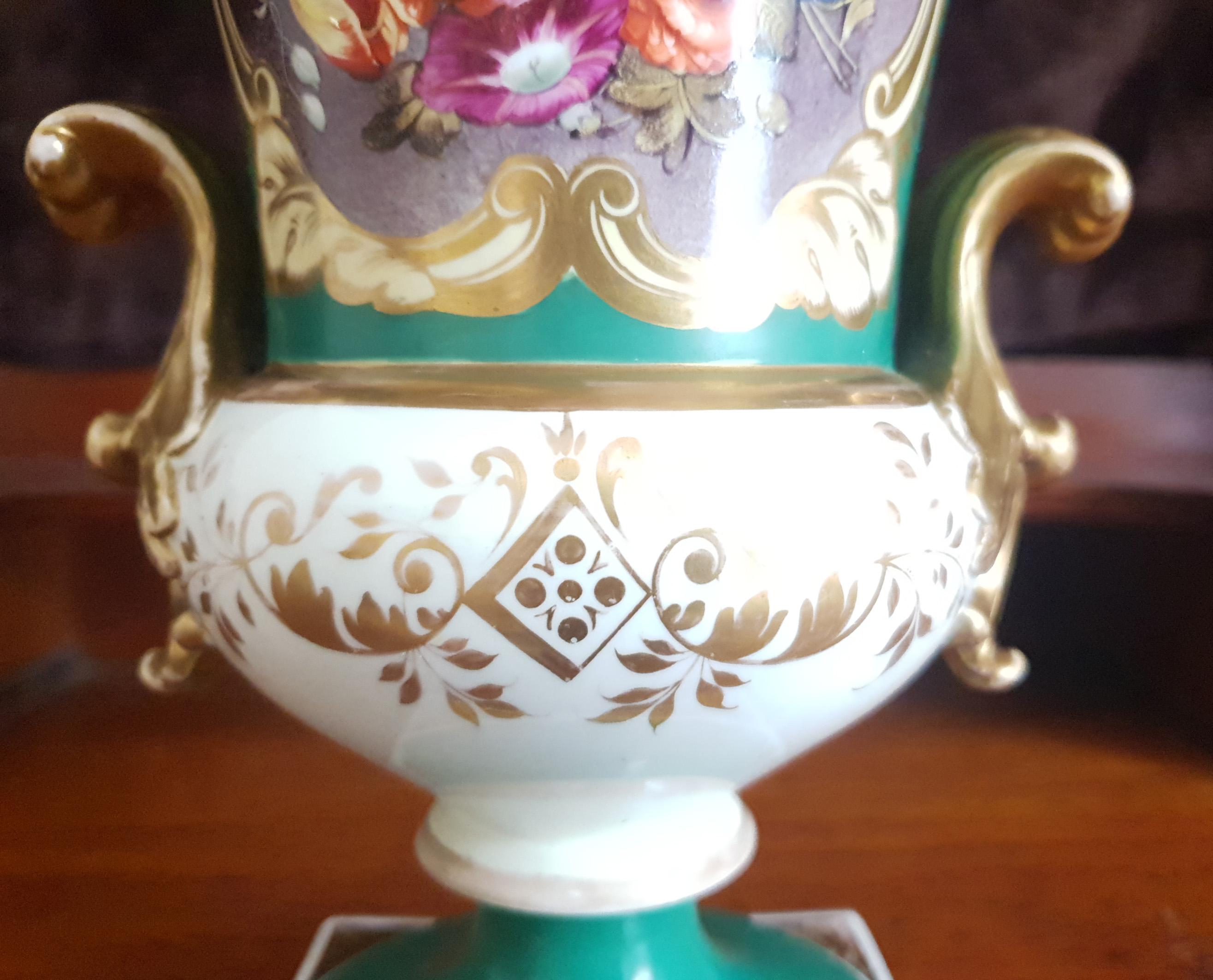 Hand-Painted Coalport 19th Century Large Hand Painted Campana Vase Jardiniere For Sale