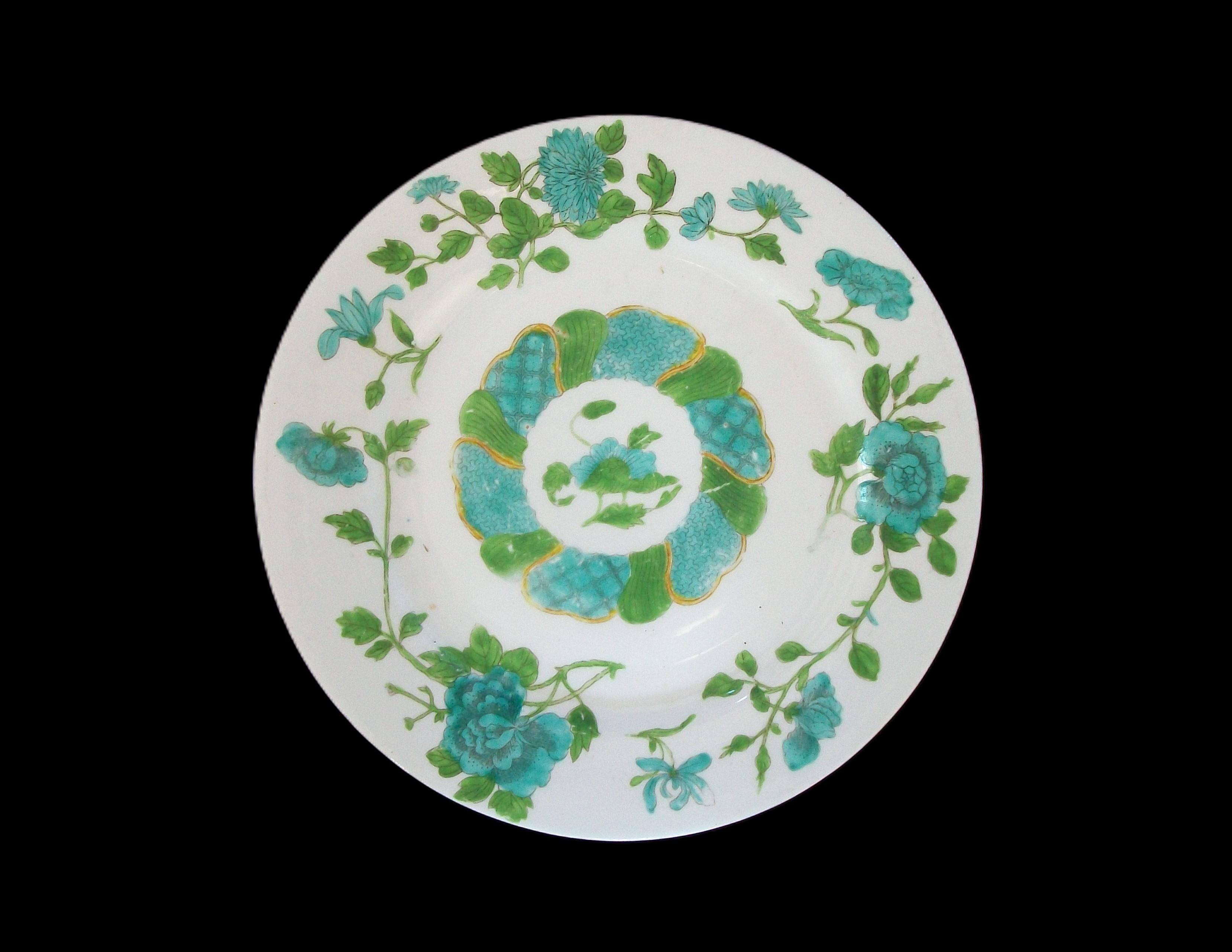 Hand-Painted COALPORT - Antique English Regency Ceramic Cabinet Plate - U.K. - Circa 1823 For Sale