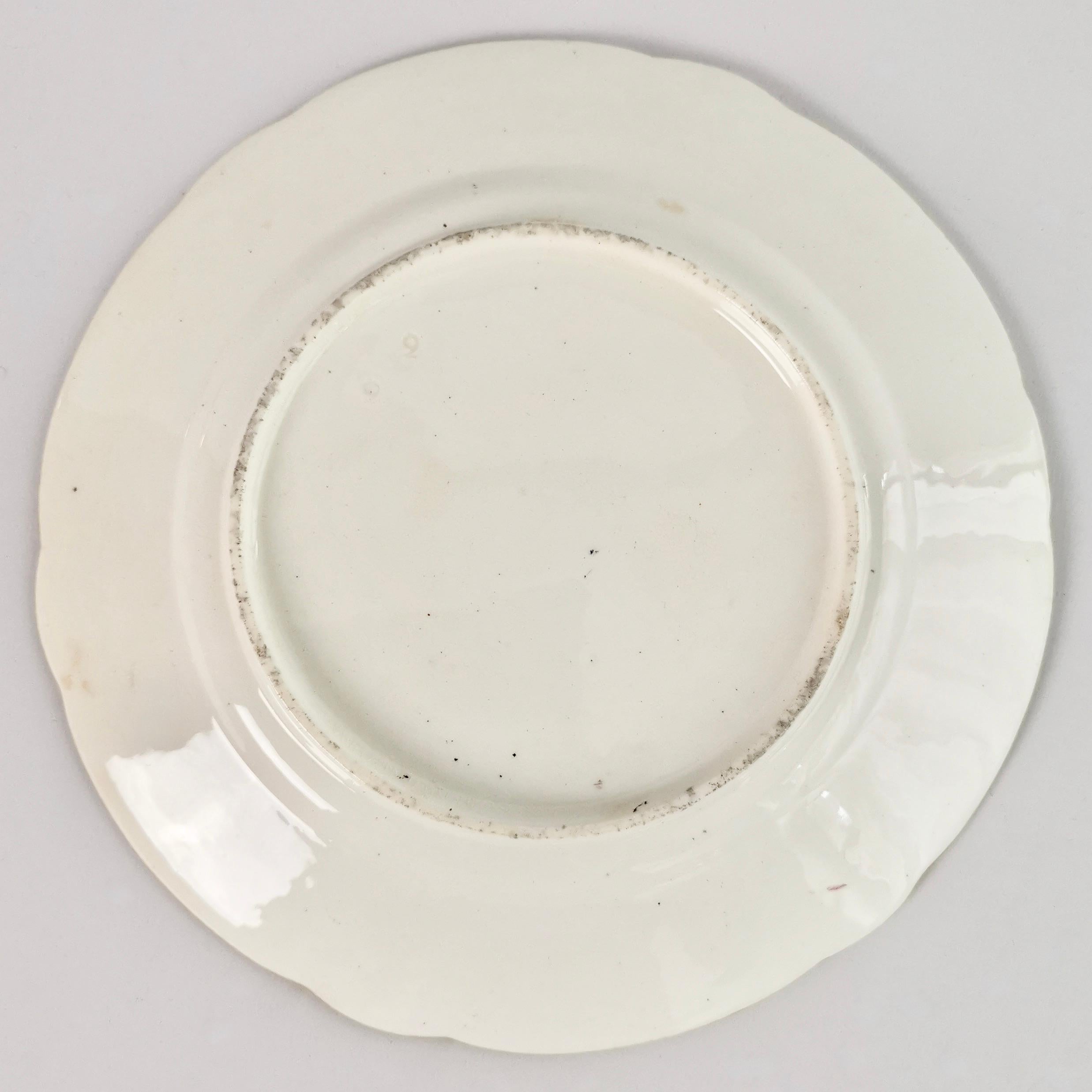 Coalport Blind Moulded Porcelain Plate, White, Flowers and Butterflies, ca 1815 3