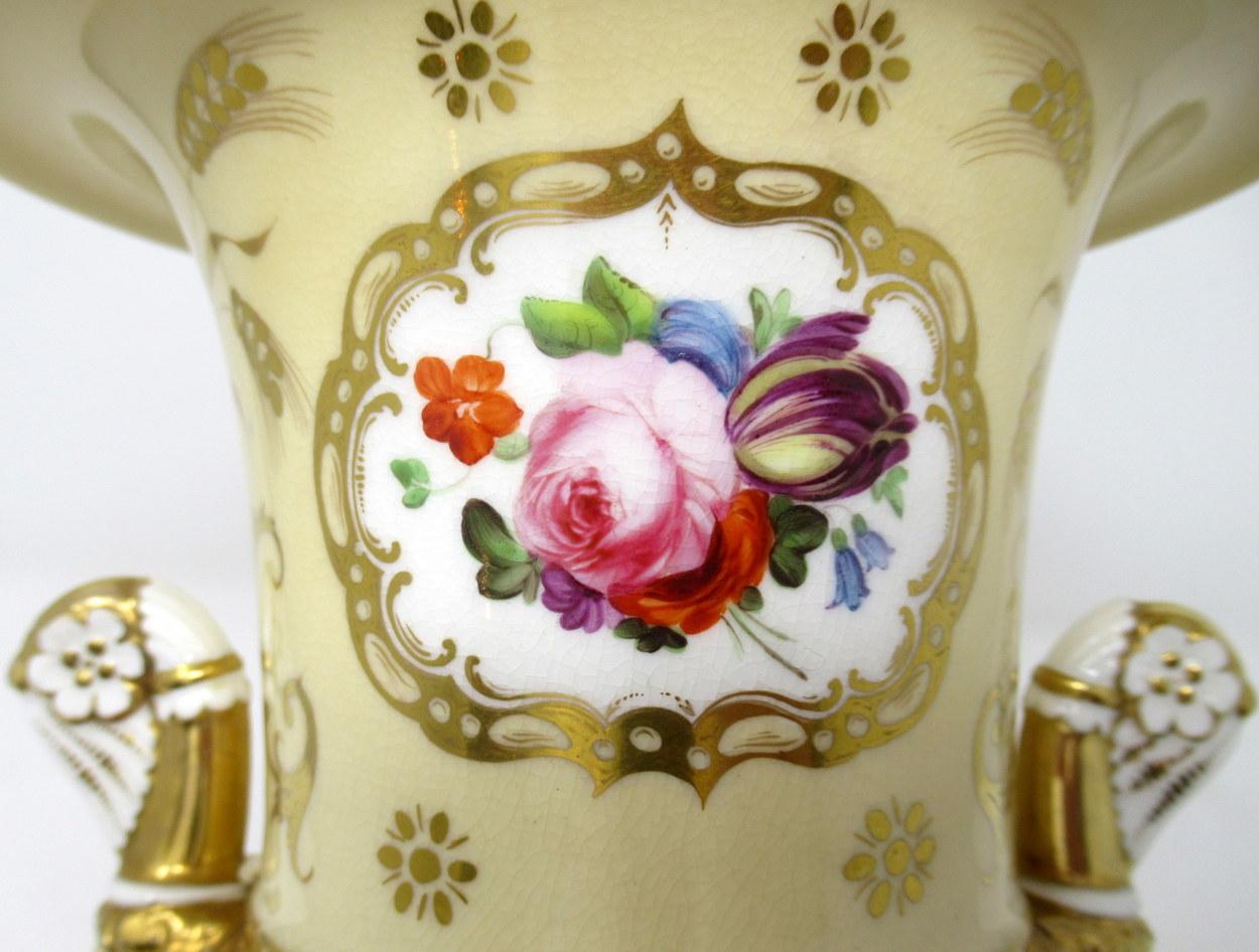 Coalport Campana Porcelain Vase Urn Hand Painted Still Life Flowers 19th Century 1