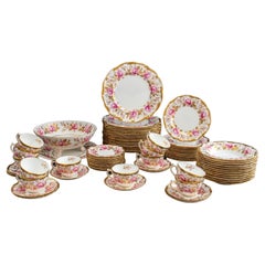 Coalport China Rose Bordered Dinner Service for Twelve