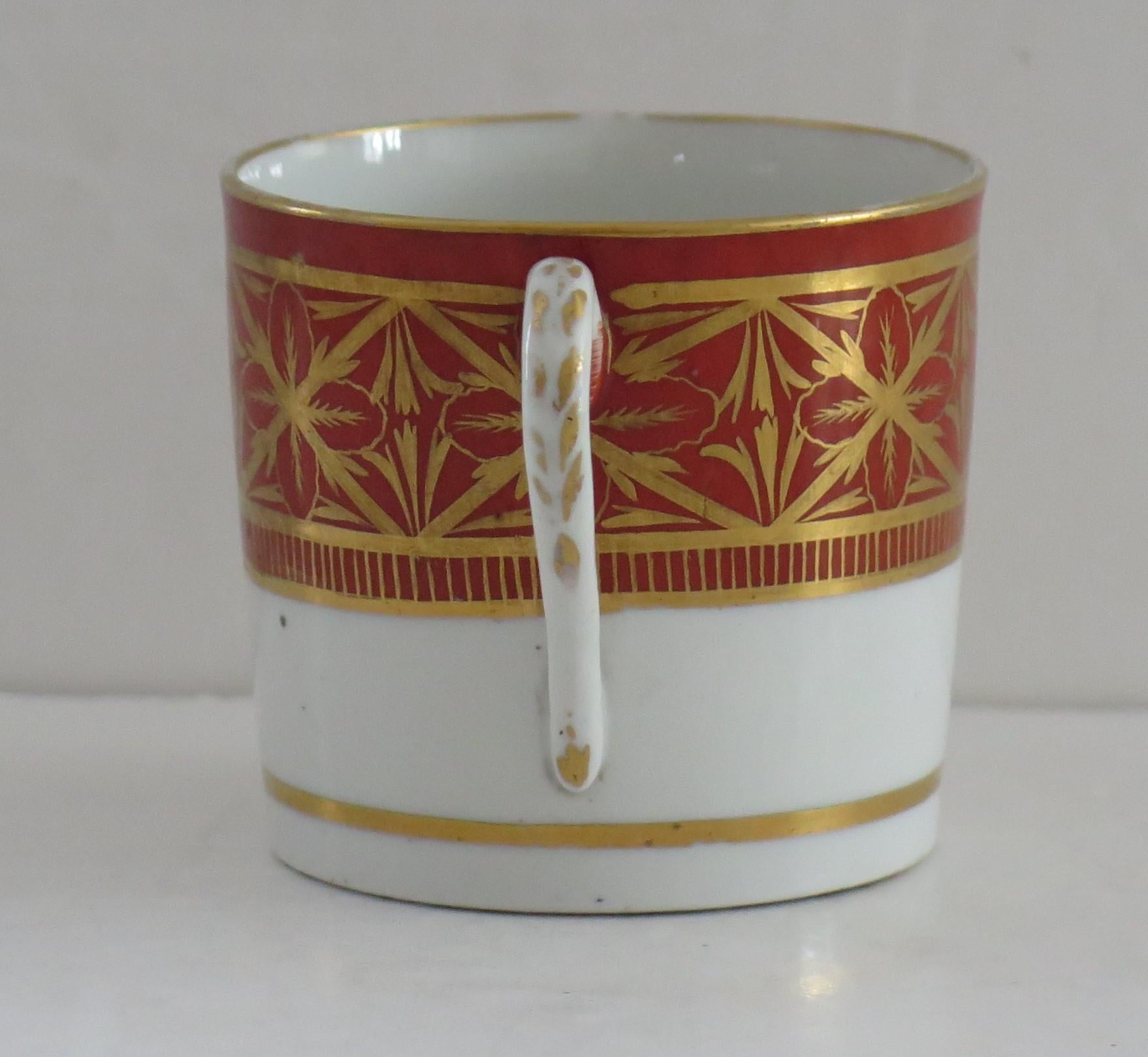 Hand-Painted Coalport Coffee Can Porcelain Hand Painted and Gilded Pattern, circa 1810 For Sale