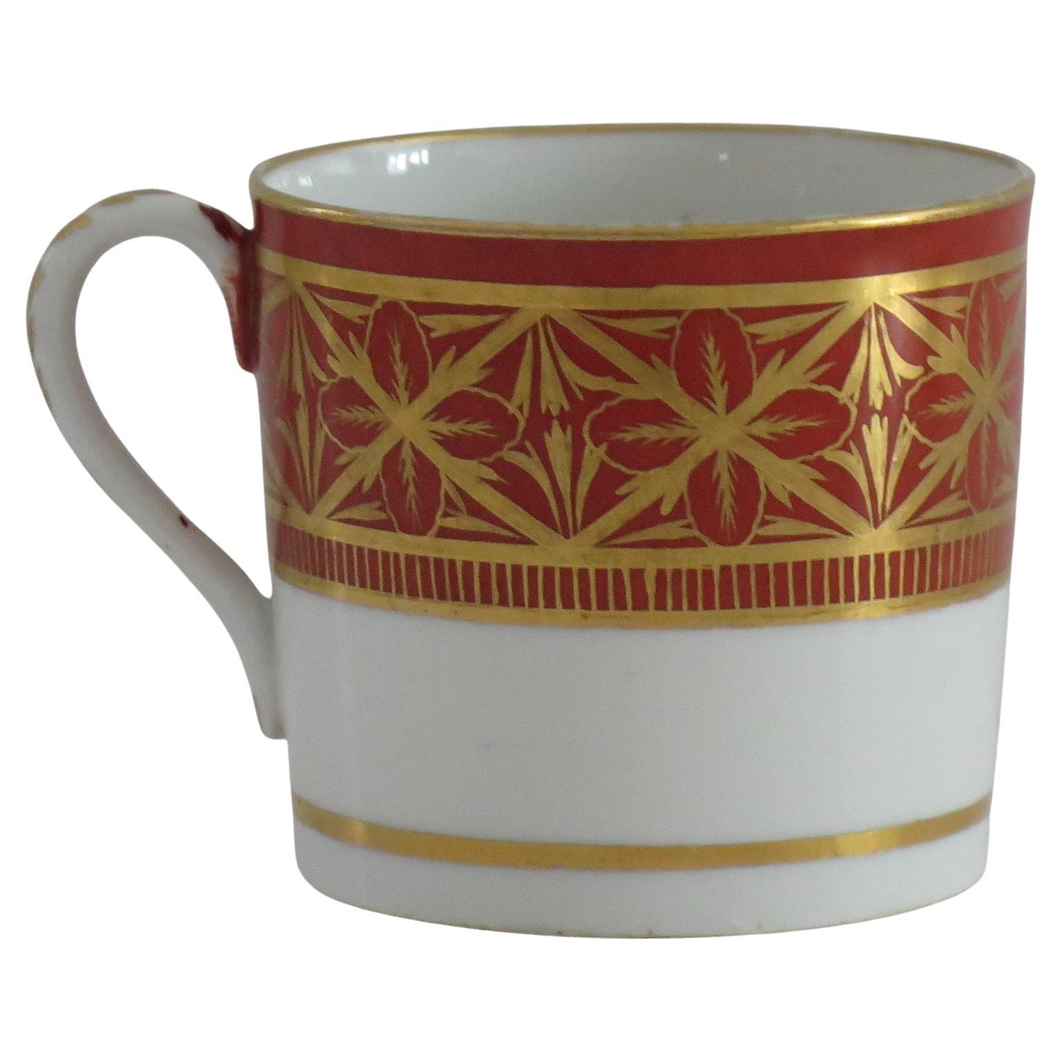 Canne à café en porcelaine de Coalport peinte à la main et à motif doré, vers 1810