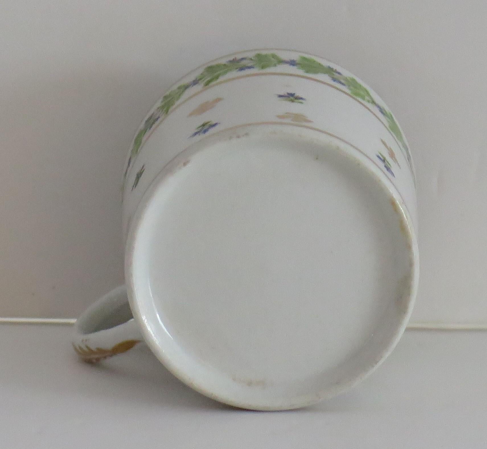 Coalport Coffee Can Porcelain Hand Painted Cornflowers Pattern, circa 1805 For Sale 1