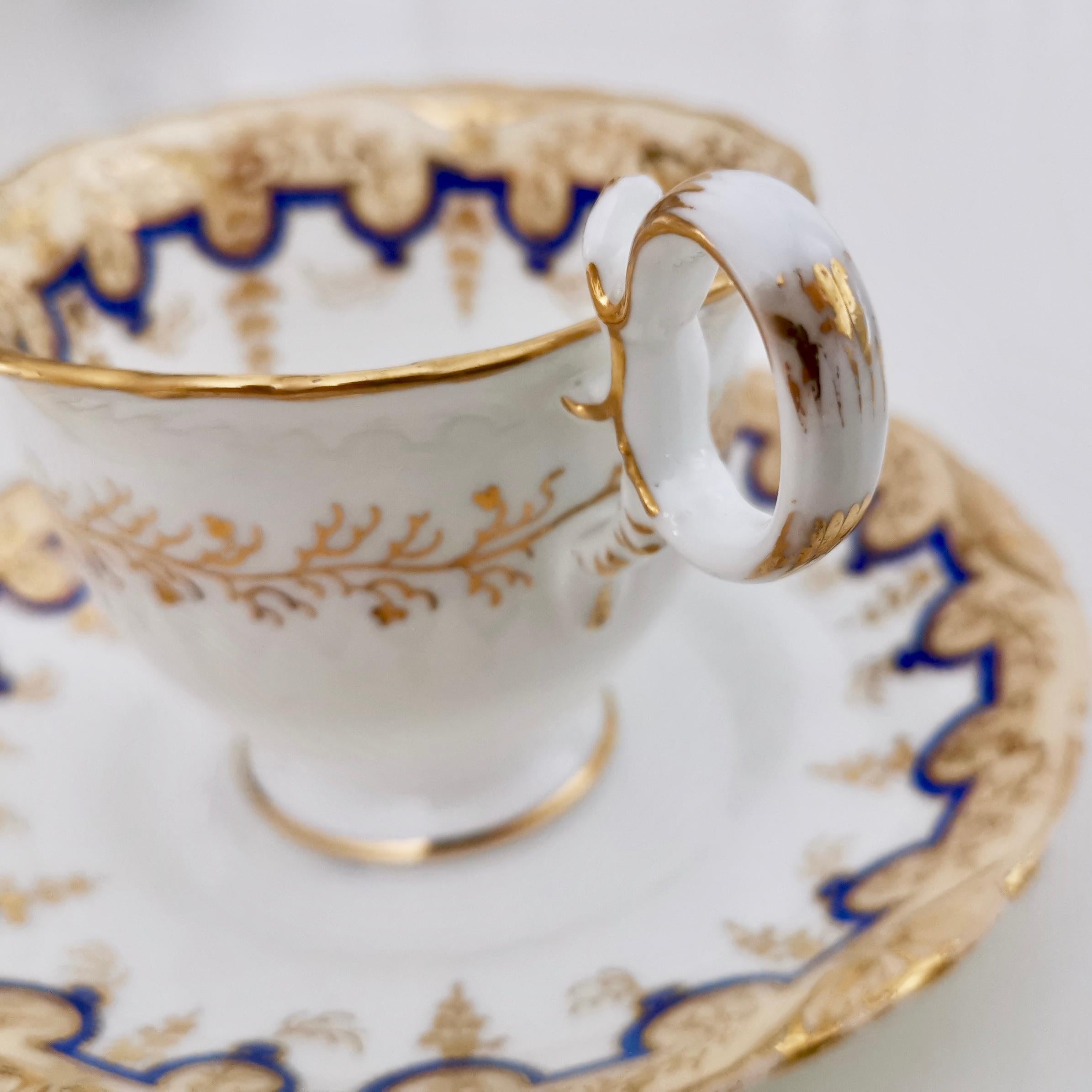 Porcelain Coalport Coffee Cup and Saucer, Adelaide Shape, circa 1835