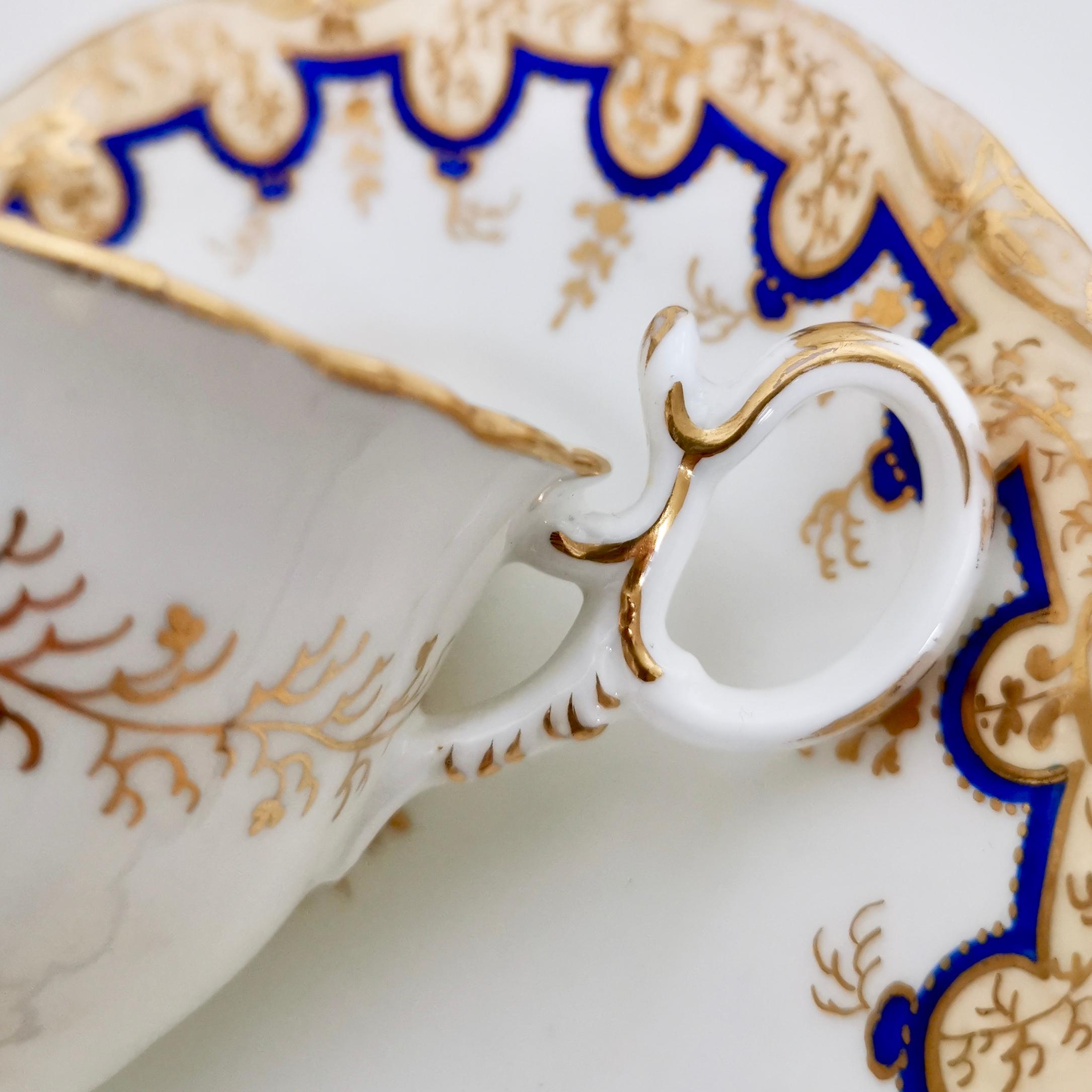 Hand-Painted Coalport Coffee Cup and Saucer, Adelaide Shape, circa 1835