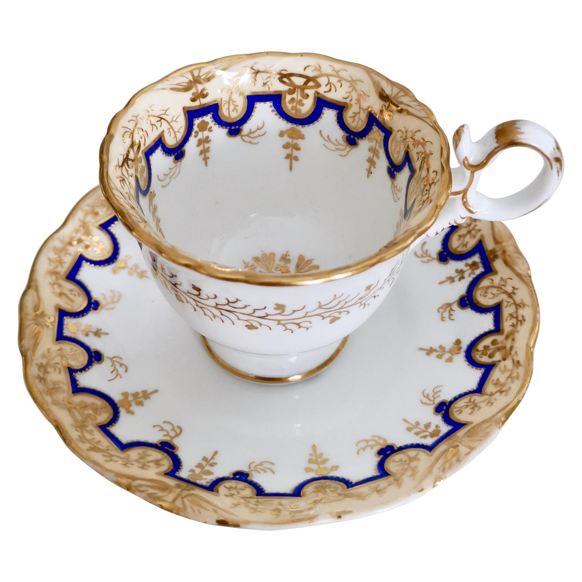 Coalport Coffee Cup and Saucer, Adelaide Shape, circa 1835
